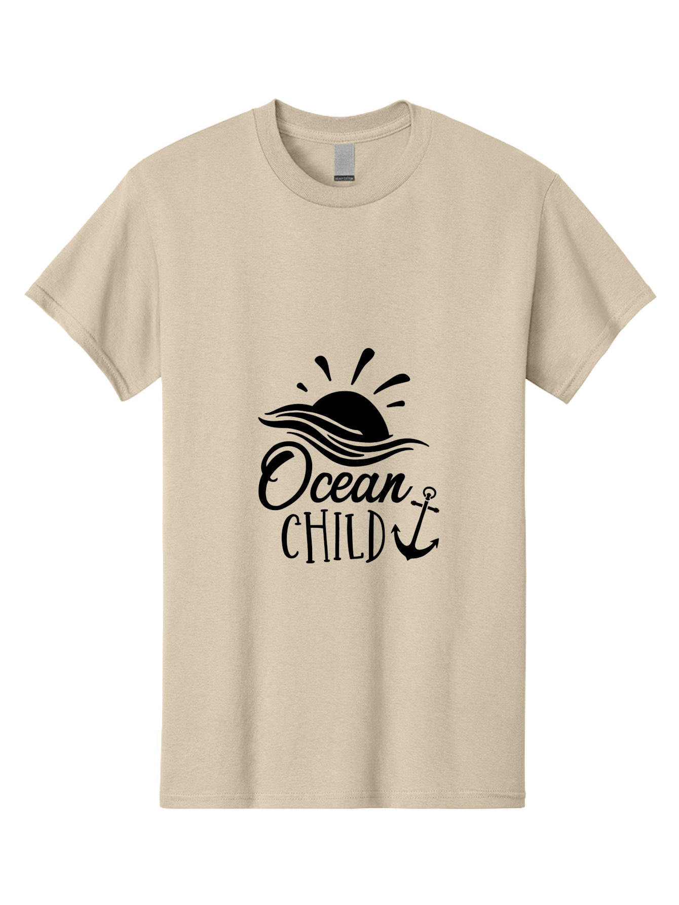 Ocean-Child Men'S Graphic Tee, 100% Cotton, Comfortable Casual Summer Wear, Machine Washable, Ocean Child, Nautical Theme, Ocean Waves, Setting Sun, Anchor Symbol, Beach Vibes, Ocean Lover Gifts, Sea Inspiration, Coastal Elements Aad062
