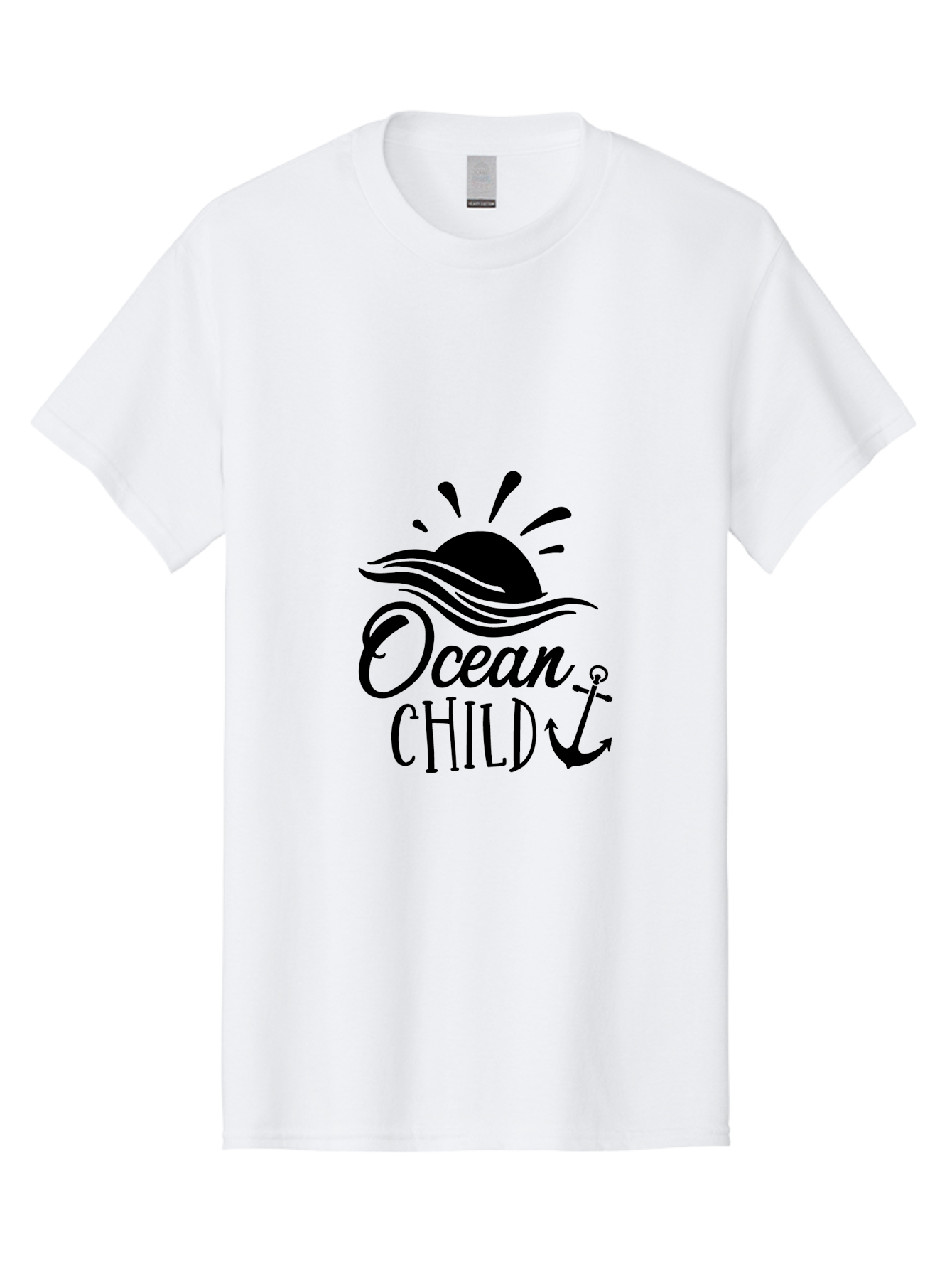 Ocean-Child Men'S Graphic Tee, 100% Cotton, Comfortable Casual Summer Wear, Machine Washable, Ocean Child, Nautical Theme, Ocean Waves, Setting Sun, Anchor Symbol, Beach Vibes, Ocean Lover Gifts, Sea Inspiration, Coastal Elements Aad062