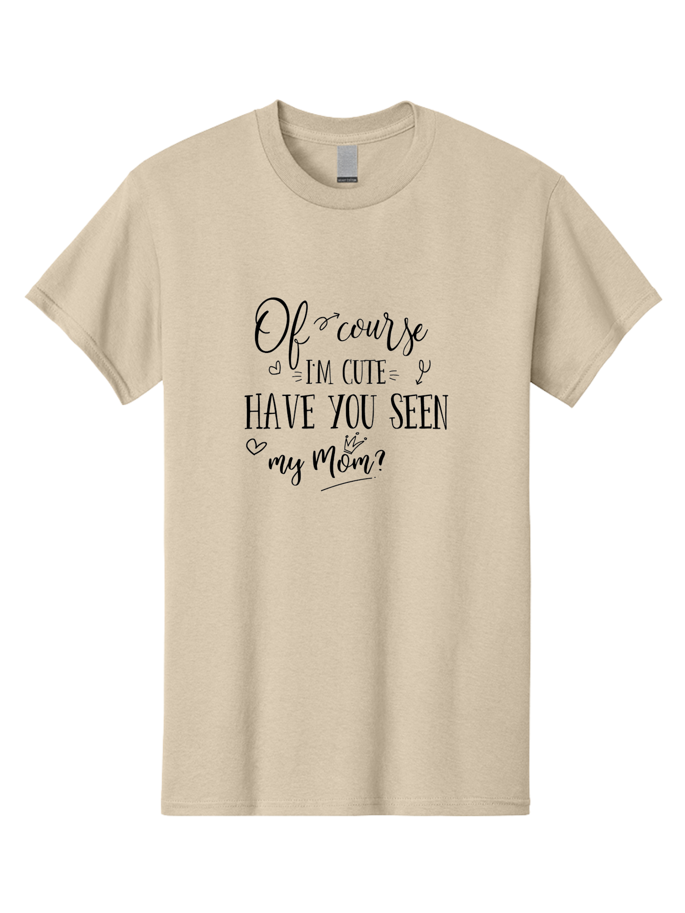 Of-Course-I-M-Cute Men'S Graphic Tee, 100% Cotton, Comfortable Casual Summer Wear, Machine Washable, Funny Quotes, Cute Sayings, Mom Quotes, Motherhood, Humor, Love, Parenting, Adorable Text, Inspirational Phrases, Mother And Child Aad065