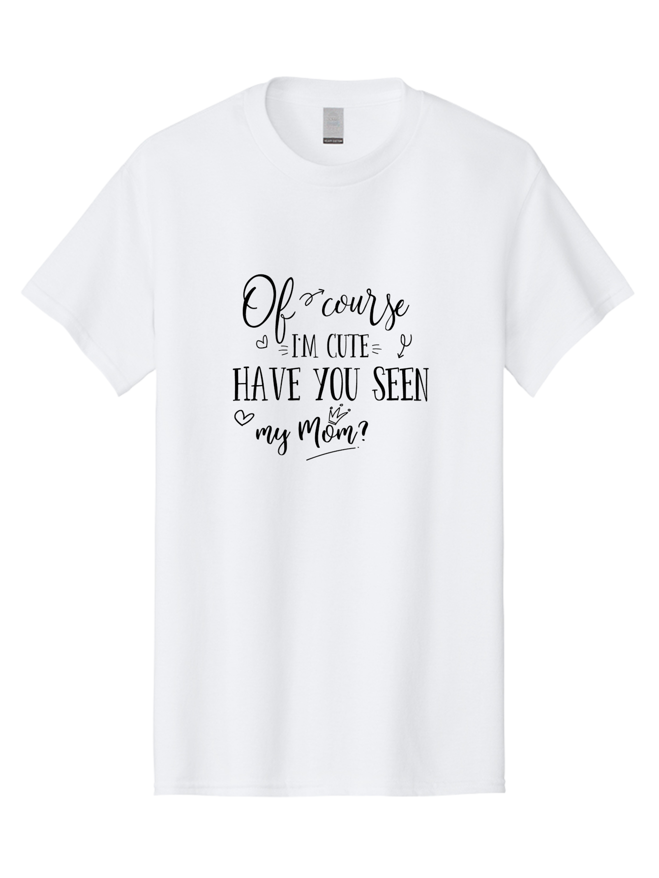Of-Course-I-M-Cute Men'S Graphic Tee, 100% Cotton, Comfortable Casual Summer Wear, Machine Washable, Funny Quotes, Cute Sayings, Mom Quotes, Motherhood, Humor, Love, Parenting, Adorable Text, Inspirational Phrases, Mother And Child Aad065