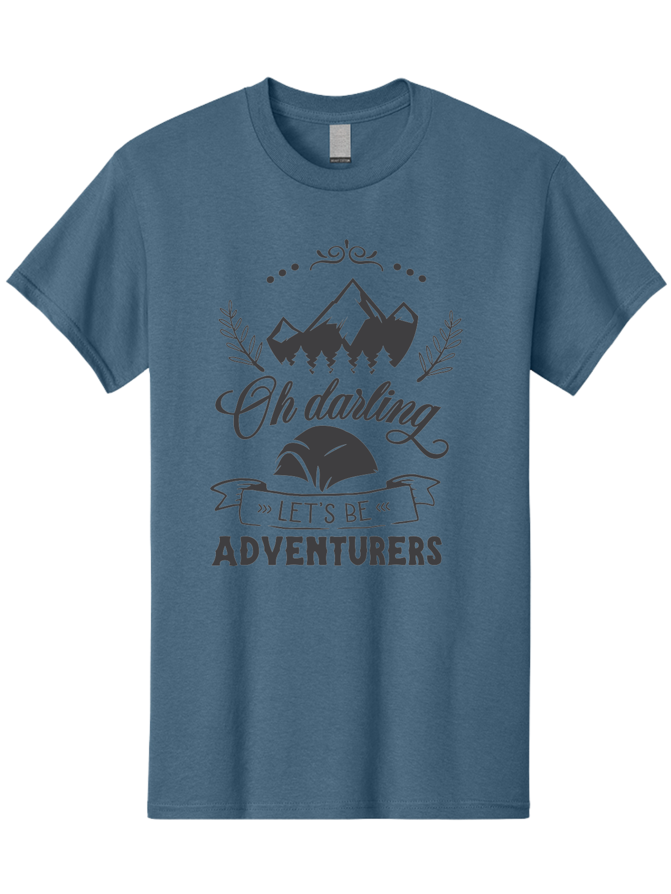 Oh-Darling-Let-S-Be-Adventurers Men'S Graphic Tee, 100% Cotton, Comfortable Casual Summer Wear, Machine Washable, Outdoor Adventure, Travel Inspiration, Wanderlust, Mountain Landscape, Forest Scenery, Inspirational Quotes, Aad066