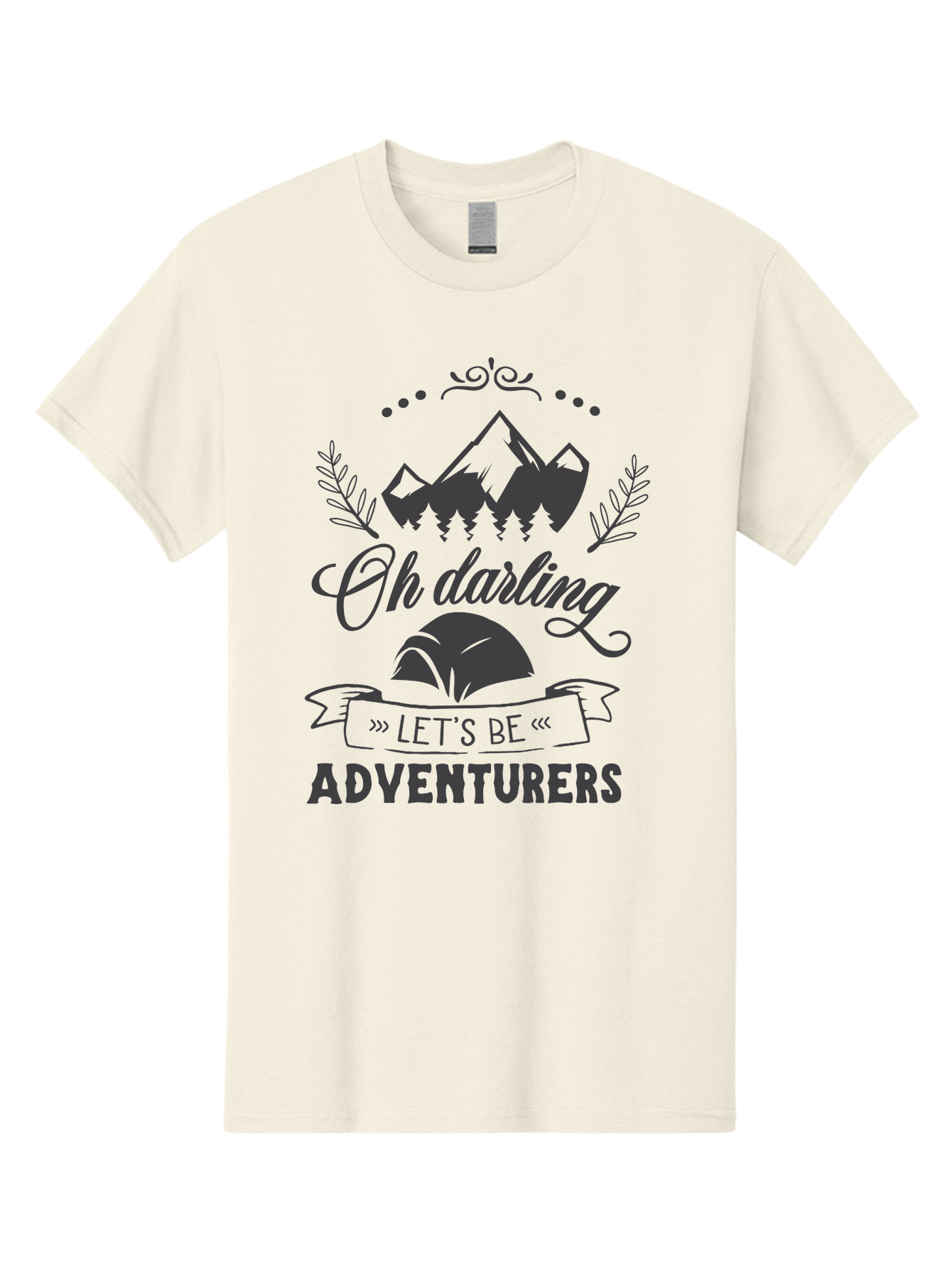 Oh-Darling-Let-S-Be-Adventurers Men'S Graphic Tee, 100% Cotton, Comfortable Casual Summer Wear, Machine Washable, Outdoor Adventure, Travel Inspiration, Wanderlust, Mountain Landscape, Forest Scenery, Inspirational Quotes, Aad066