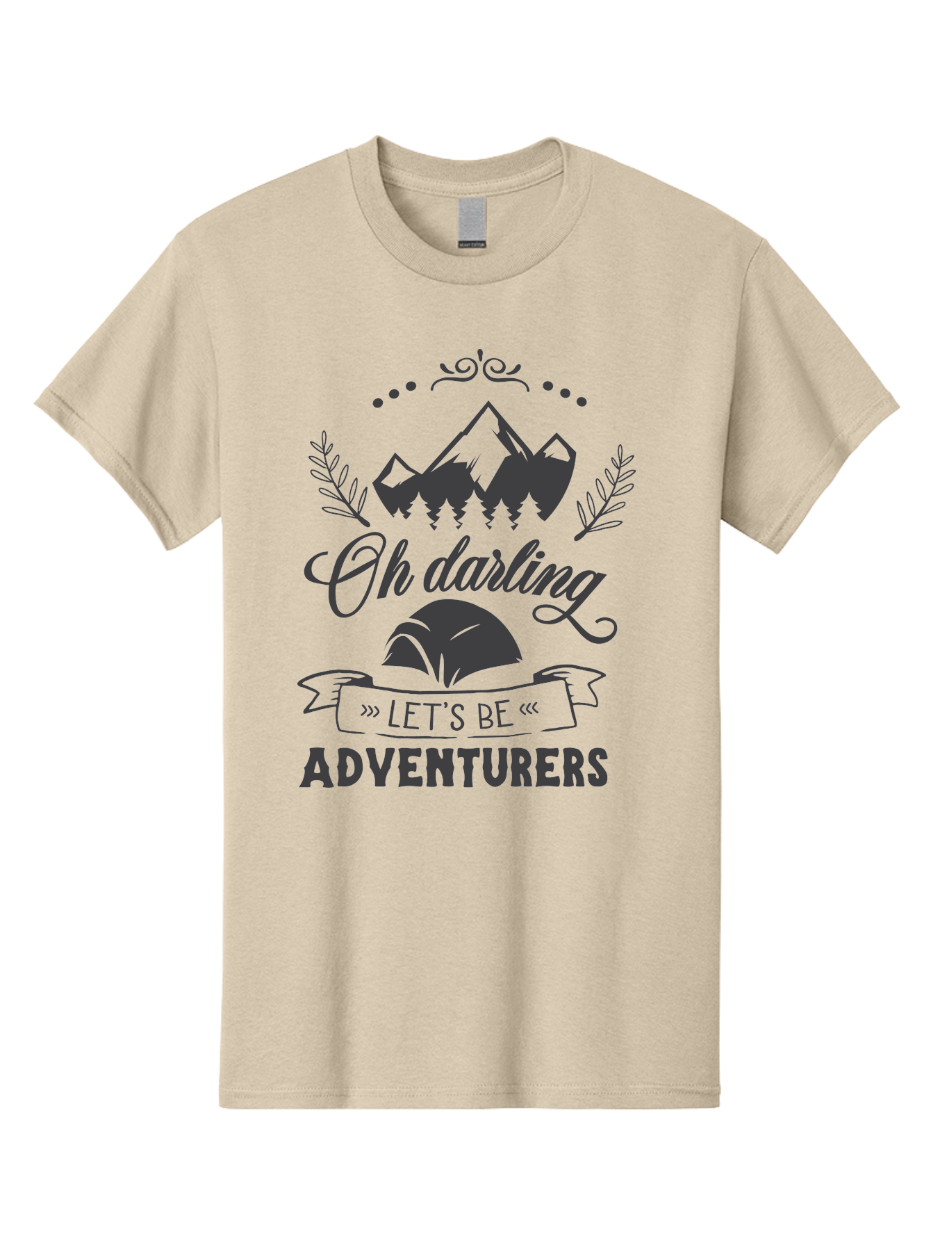 Oh-Darling-Let-S-Be-Adventurers Men'S Graphic Tee, 100% Cotton, Comfortable Casual Summer Wear, Machine Washable, Outdoor Adventure, Travel Inspiration, Wanderlust, Mountain Landscape, Forest Scenery, Inspirational Quotes, Aad066