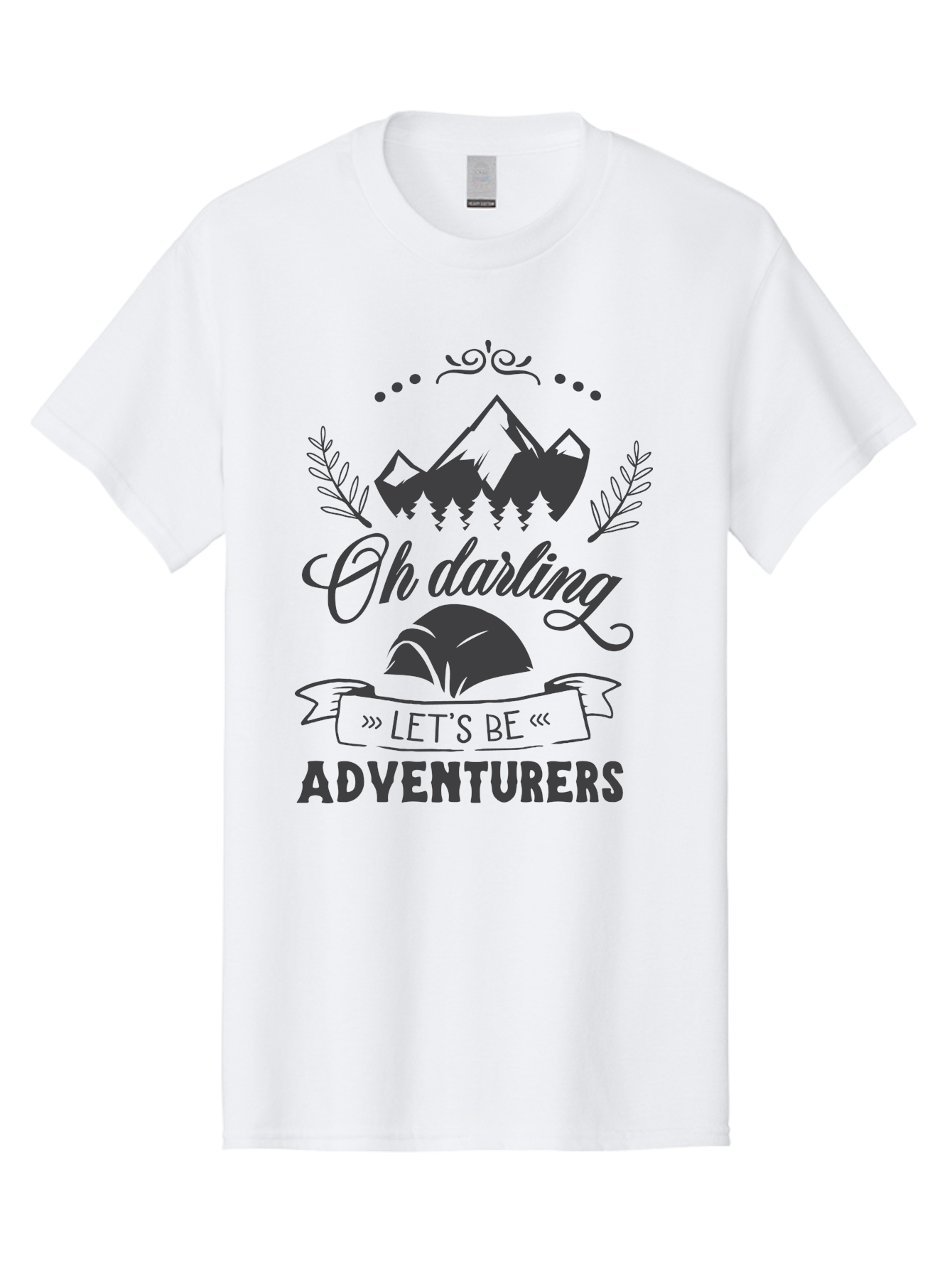 Oh-Darling-Let-S-Be-Adventurers Men'S Graphic Tee, 100% Cotton, Comfortable Casual Summer Wear, Machine Washable, Outdoor Adventure, Travel Inspiration, Wanderlust, Mountain Landscape, Forest Scenery, Inspirational Quotes, Aad066