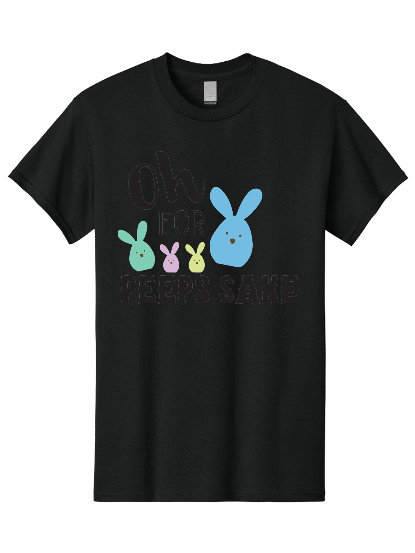 Oh-For-Peeps-Sake Men'S Graphic Tee, 100% Cotton, Comfortable Casual Summer Wear, Machine Washable, Easter Bunnies, Pastel Colors, Cute Cartoon Characters, Funny Easter Quote, Peeps Candy, Bunny Love, Easter Fun, Spring Vibes Aad067