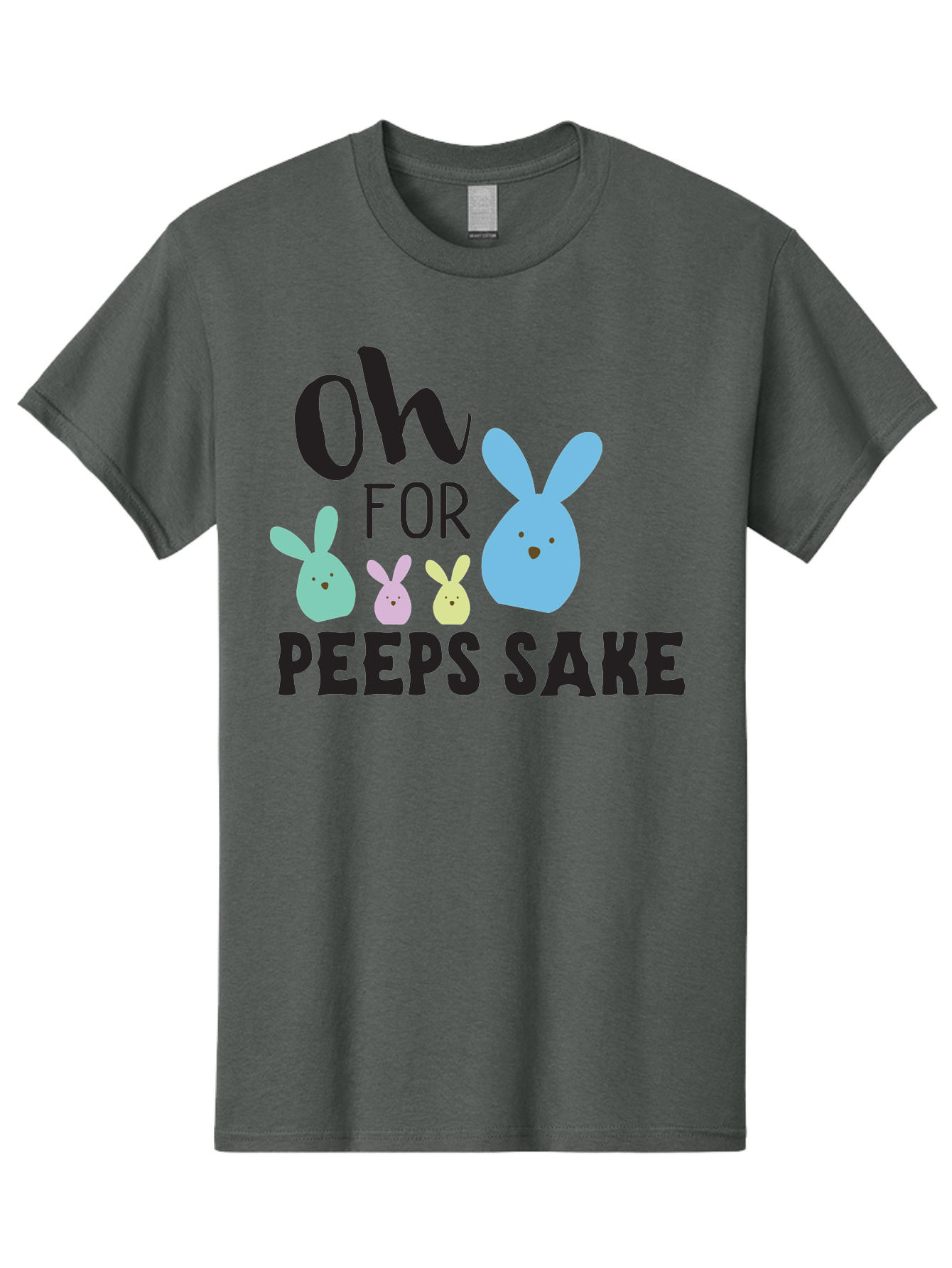 Oh-For-Peeps-Sake Men'S Graphic Tee, 100% Cotton, Comfortable Casual Summer Wear, Machine Washable, Easter Bunnies, Pastel Colors, Cute Cartoon Characters, Funny Easter Quote, Peeps Candy, Bunny Love, Easter Fun, Spring Vibes Aad067