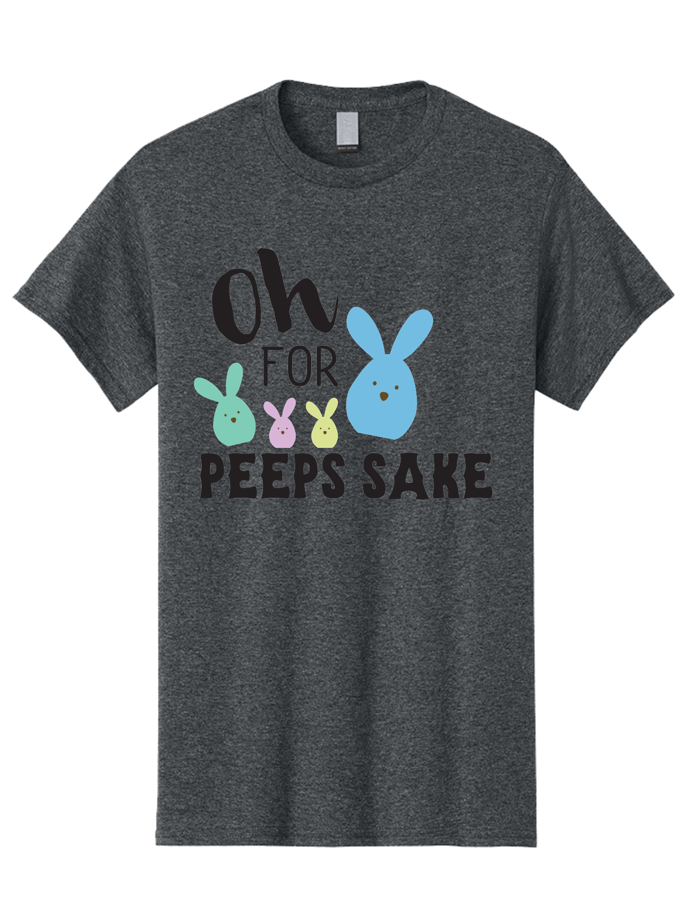 Oh-For-Peeps-Sake Men'S Graphic Tee, 100% Cotton, Comfortable Casual Summer Wear, Machine Washable, Easter Bunnies, Pastel Colors, Cute Cartoon Characters, Funny Easter Quote, Peeps Candy, Bunny Love, Easter Fun, Spring Vibes Aad067
