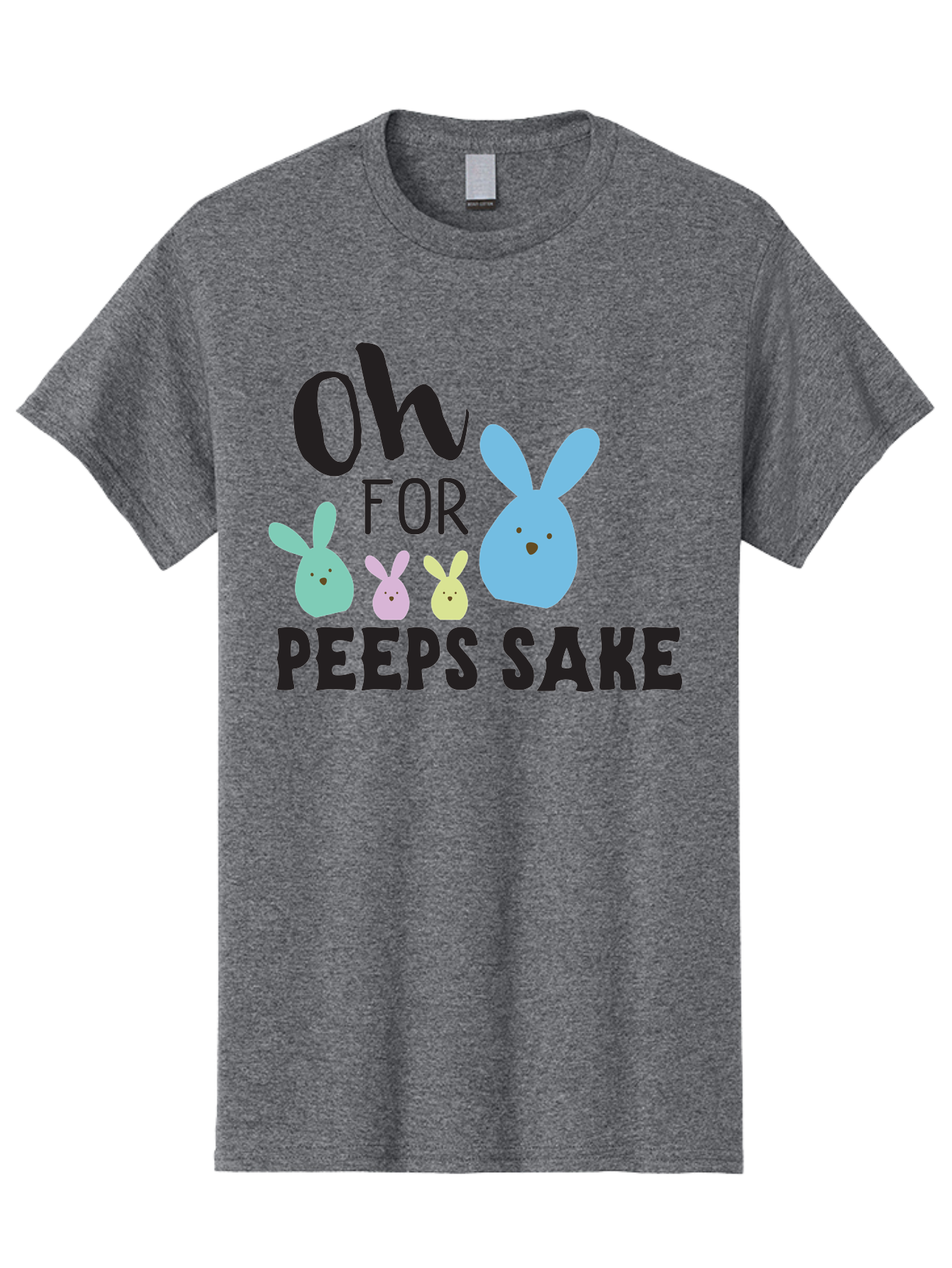 Oh-For-Peeps-Sake Men'S Graphic Tee, 100% Cotton, Comfortable Casual Summer Wear, Machine Washable, Easter Bunnies, Pastel Colors, Cute Cartoon Characters, Funny Easter Quote, Peeps Candy, Bunny Love, Easter Fun, Spring Vibes Aad067
