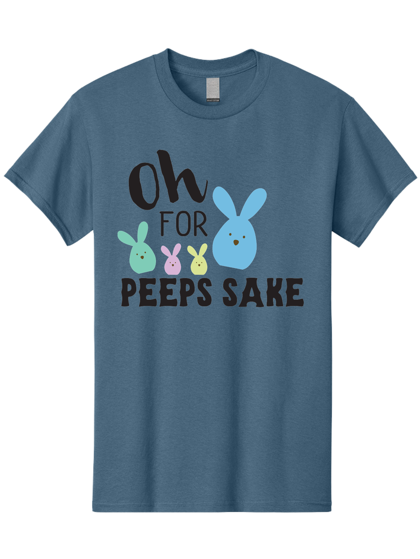 Oh-For-Peeps-Sake Men'S Graphic Tee, 100% Cotton, Comfortable Casual Summer Wear, Machine Washable, Easter Bunnies, Pastel Colors, Cute Cartoon Characters, Funny Easter Quote, Peeps Candy, Bunny Love, Easter Fun, Spring Vibes Aad067