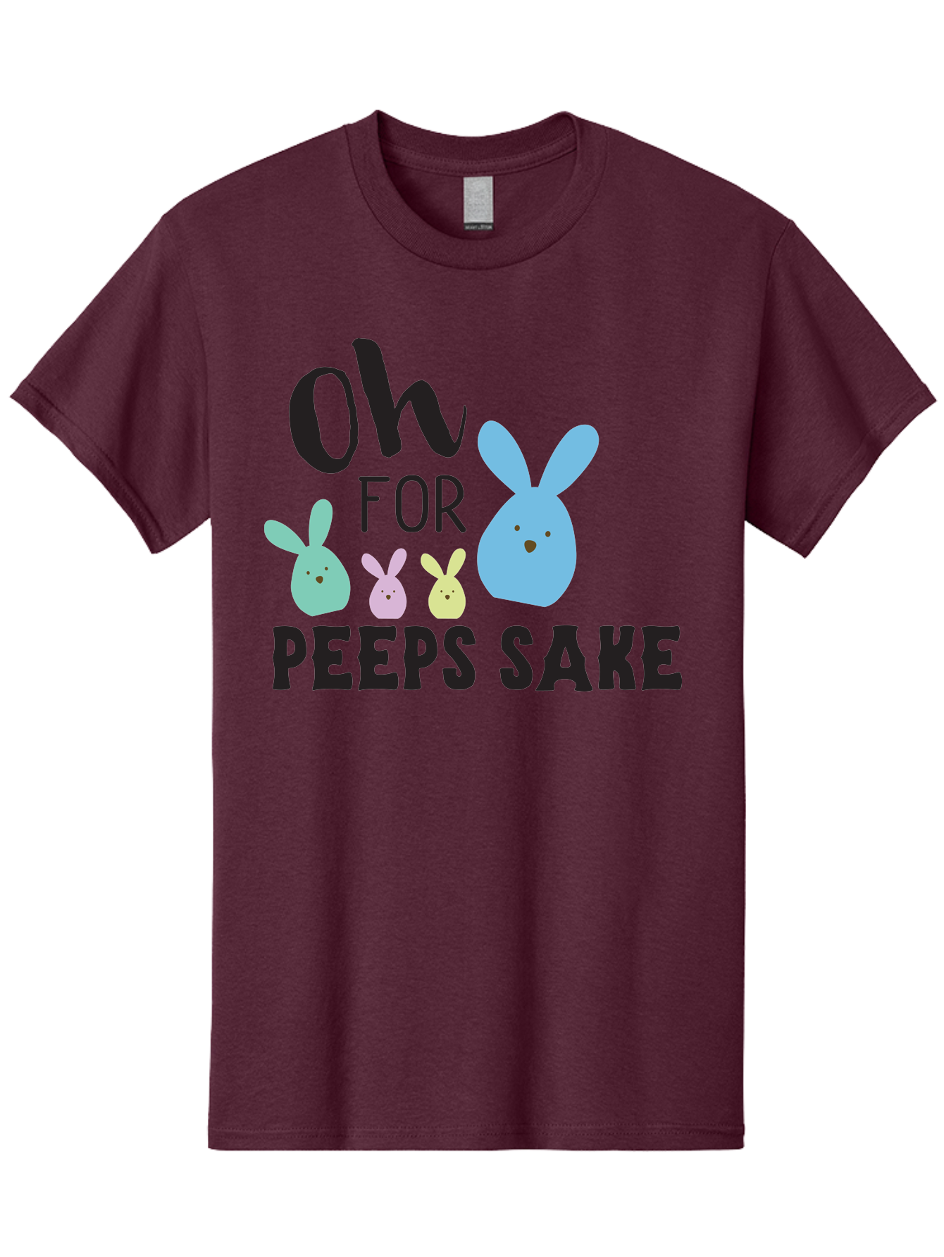 Oh-For-Peeps-Sake Men'S Graphic Tee, 100% Cotton, Comfortable Casual Summer Wear, Machine Washable, Easter Bunnies, Pastel Colors, Cute Cartoon Characters, Funny Easter Quote, Peeps Candy, Bunny Love, Easter Fun, Spring Vibes Aad067