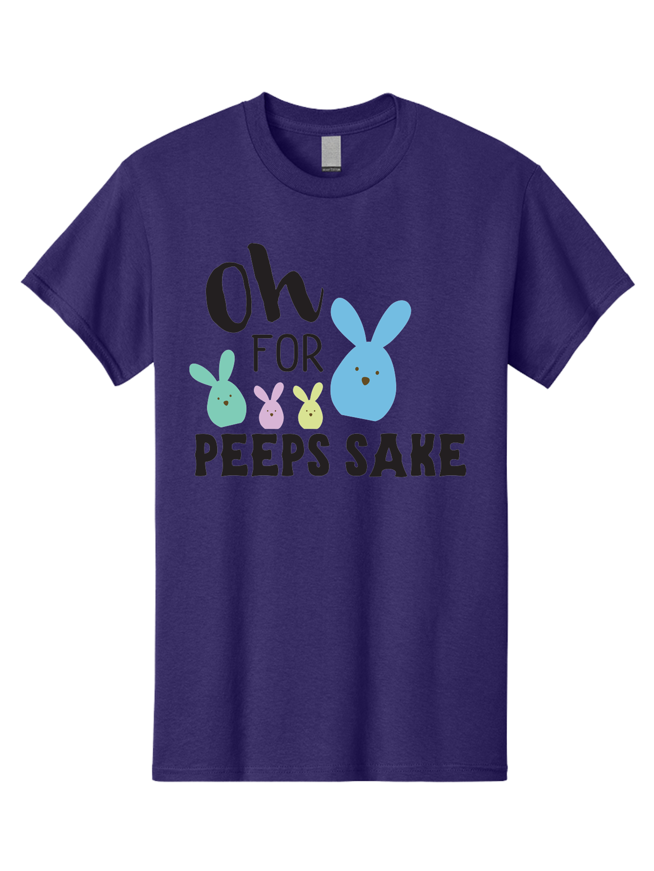 Oh-For-Peeps-Sake Men'S Graphic Tee, 100% Cotton, Comfortable Casual Summer Wear, Machine Washable, Easter Bunnies, Pastel Colors, Cute Cartoon Characters, Funny Easter Quote, Peeps Candy, Bunny Love, Easter Fun, Spring Vibes Aad067