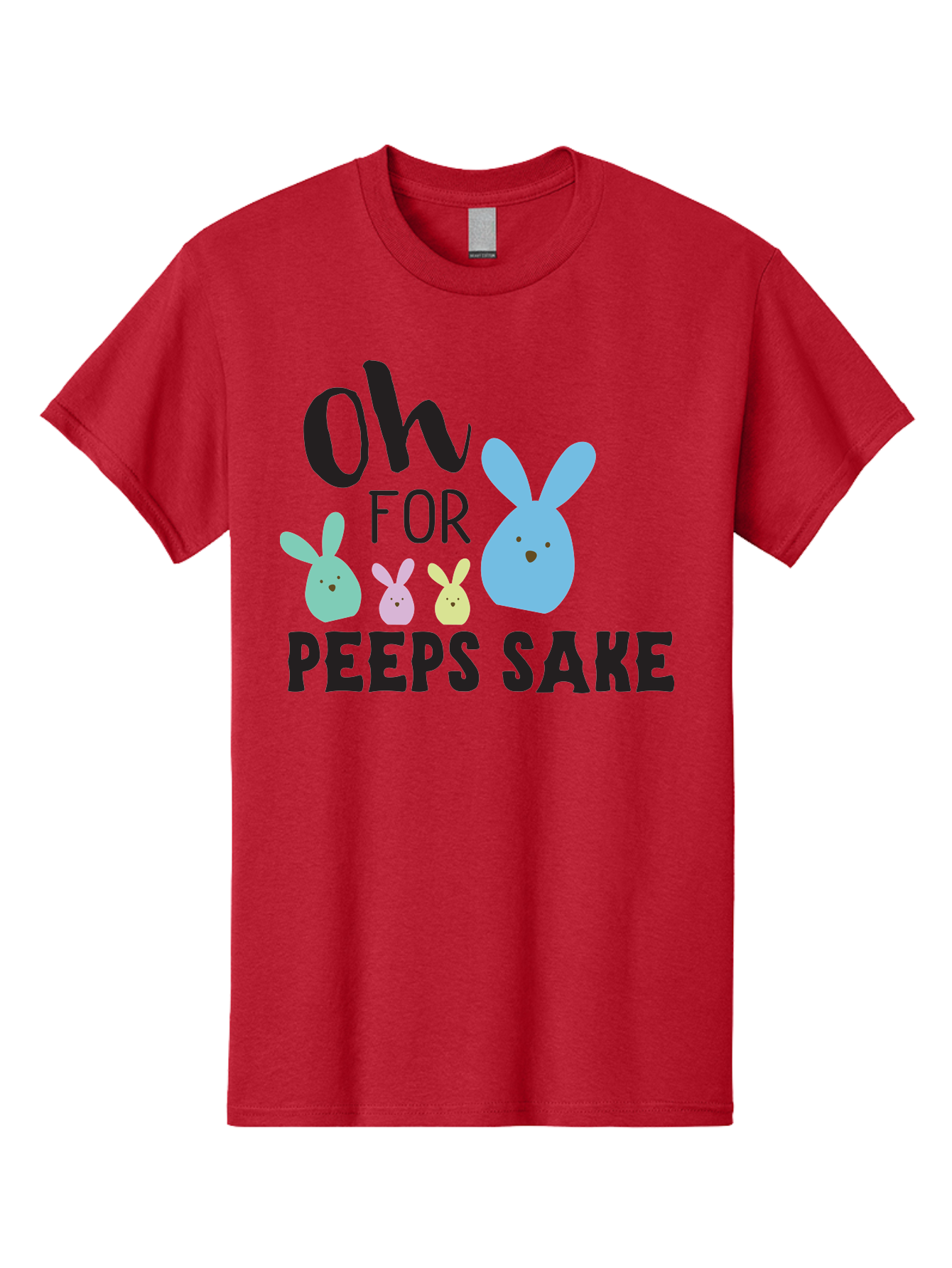 Oh-For-Peeps-Sake Men'S Graphic Tee, 100% Cotton, Comfortable Casual Summer Wear, Machine Washable, Easter Bunnies, Pastel Colors, Cute Cartoon Characters, Funny Easter Quote, Peeps Candy, Bunny Love, Easter Fun, Spring Vibes Aad067