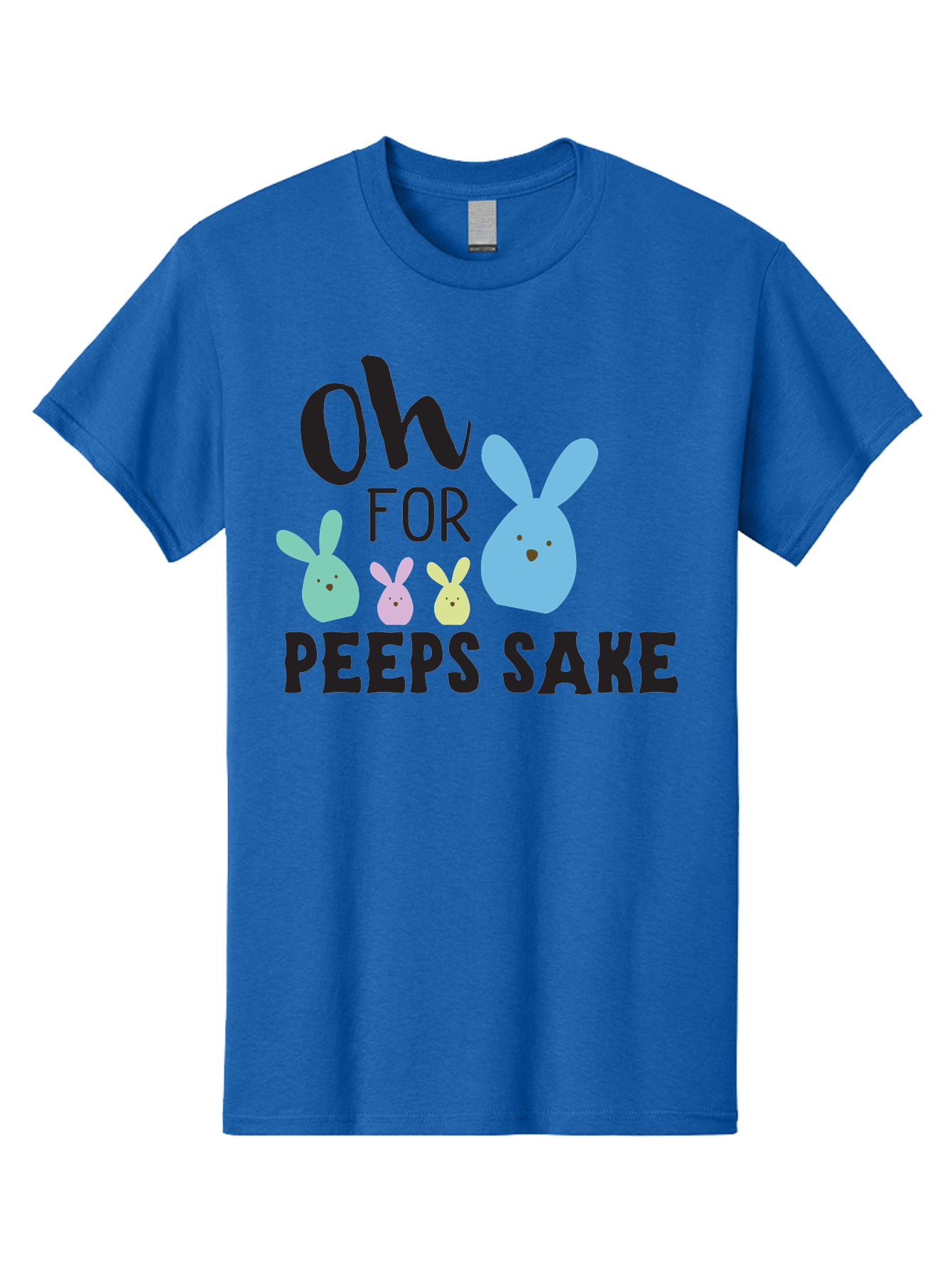 Oh-For-Peeps-Sake Men'S Graphic Tee, 100% Cotton, Comfortable Casual Summer Wear, Machine Washable, Easter Bunnies, Pastel Colors, Cute Cartoon Characters, Funny Easter Quote, Peeps Candy, Bunny Love, Easter Fun, Spring Vibes Aad067