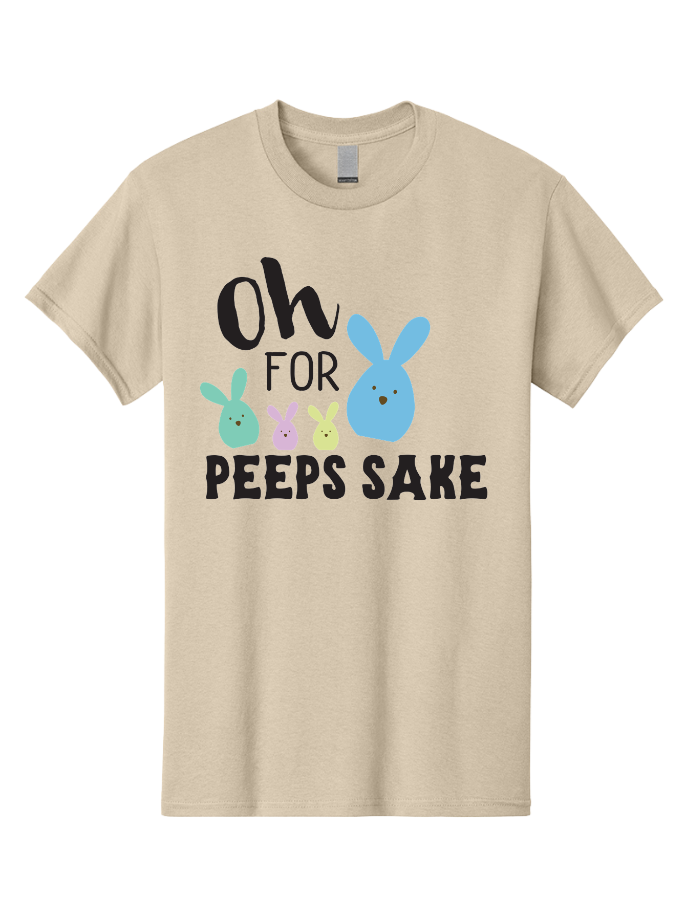 Oh-For-Peeps-Sake Men'S Graphic Tee, 100% Cotton, Comfortable Casual Summer Wear, Machine Washable, Easter Bunnies, Pastel Colors, Cute Cartoon Characters, Funny Easter Quote, Peeps Candy, Bunny Love, Easter Fun, Spring Vibes Aad067