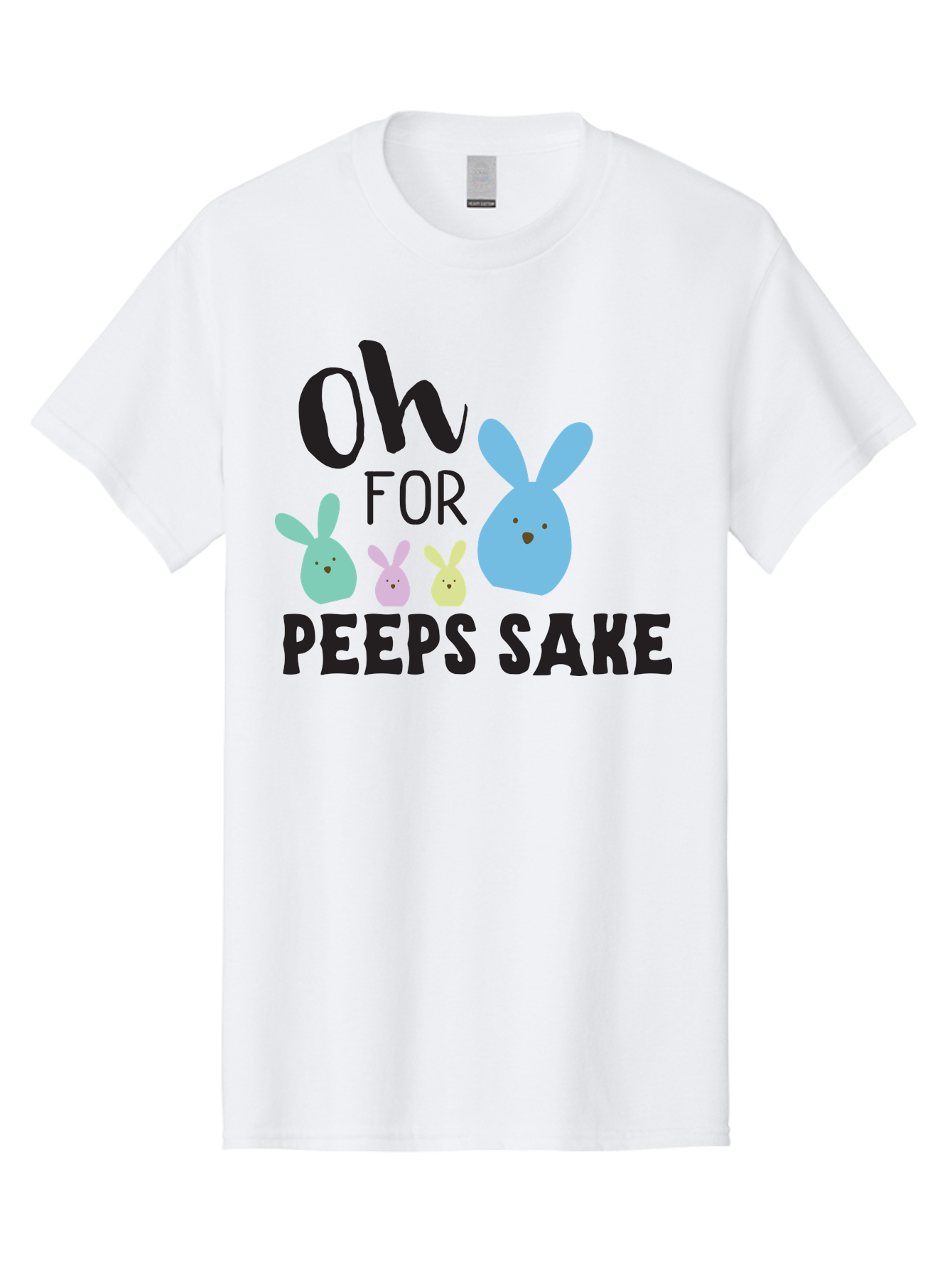 Oh-For-Peeps-Sake Men'S Graphic Tee, 100% Cotton, Comfortable Casual Summer Wear, Machine Washable, Easter Bunnies, Pastel Colors, Cute Cartoon Characters, Funny Easter Quote, Peeps Candy, Bunny Love, Easter Fun, Spring Vibes Aad067
