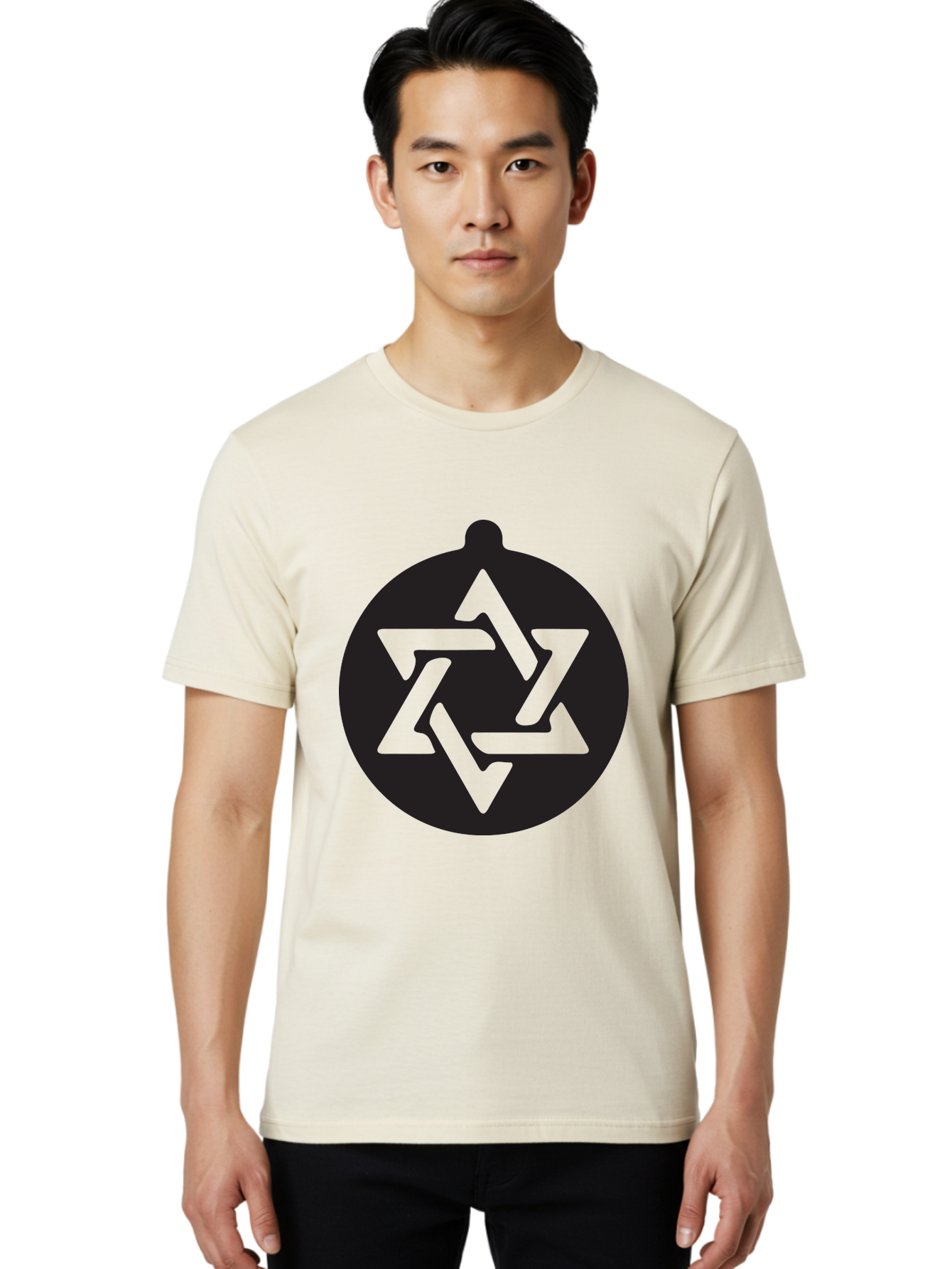 Om Men'S Graphic Tee, 100% Cotton, Comfortable Casual Summer Wear, Machine Washable, Star Of David Symbol, Jewish Heritage, Six-Pointed Star, Geometric Shape, Cultural Icon, Religious Emblem, Abstract Design Aad069