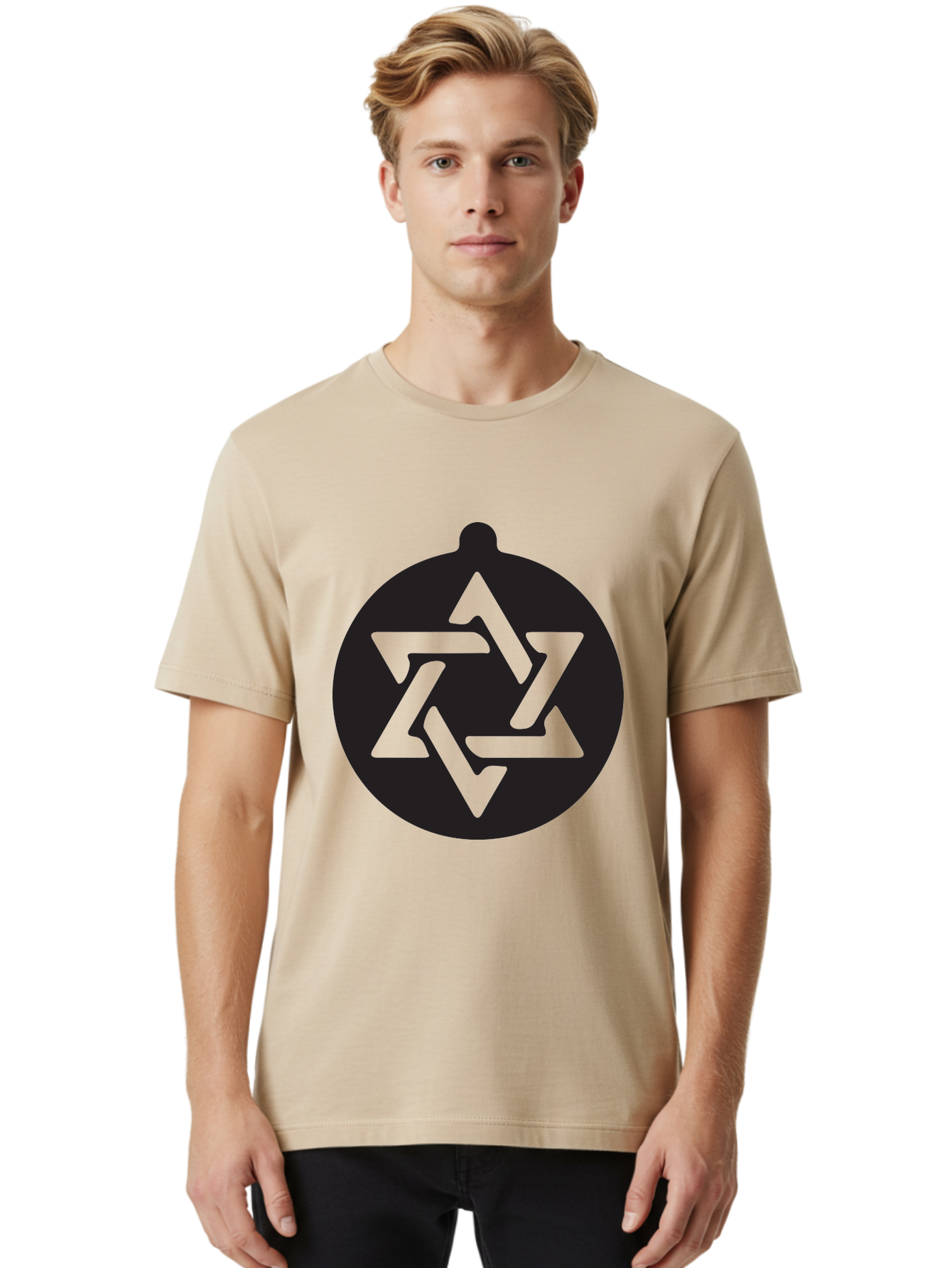 Om Men'S Graphic Tee, 100% Cotton, Comfortable Casual Summer Wear, Machine Washable, Star Of David Symbol, Jewish Heritage, Six-Pointed Star, Geometric Shape, Cultural Icon, Religious Emblem, Abstract Design Aad069