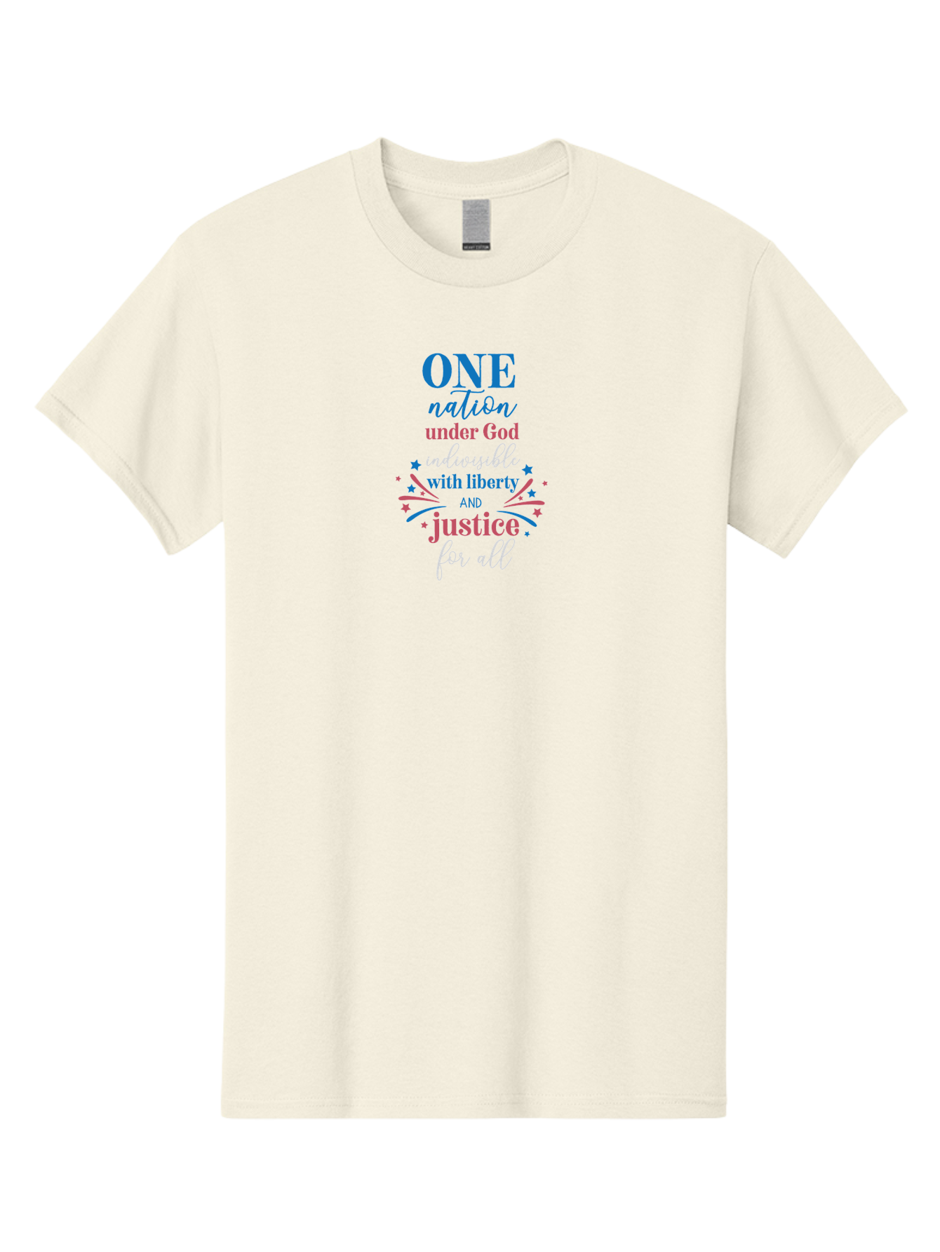 One-Nation-Under-God-Indivisible-With-Liberty-And-Justice-For-All Men'S Graphic Tee, 100% Cotton, Comfortable Casual Summer Wear, Machine Washable, Patriotic Quote, Pledge Of Allegiance, National Pride, American Values, Unity, Freedom, Aad072
