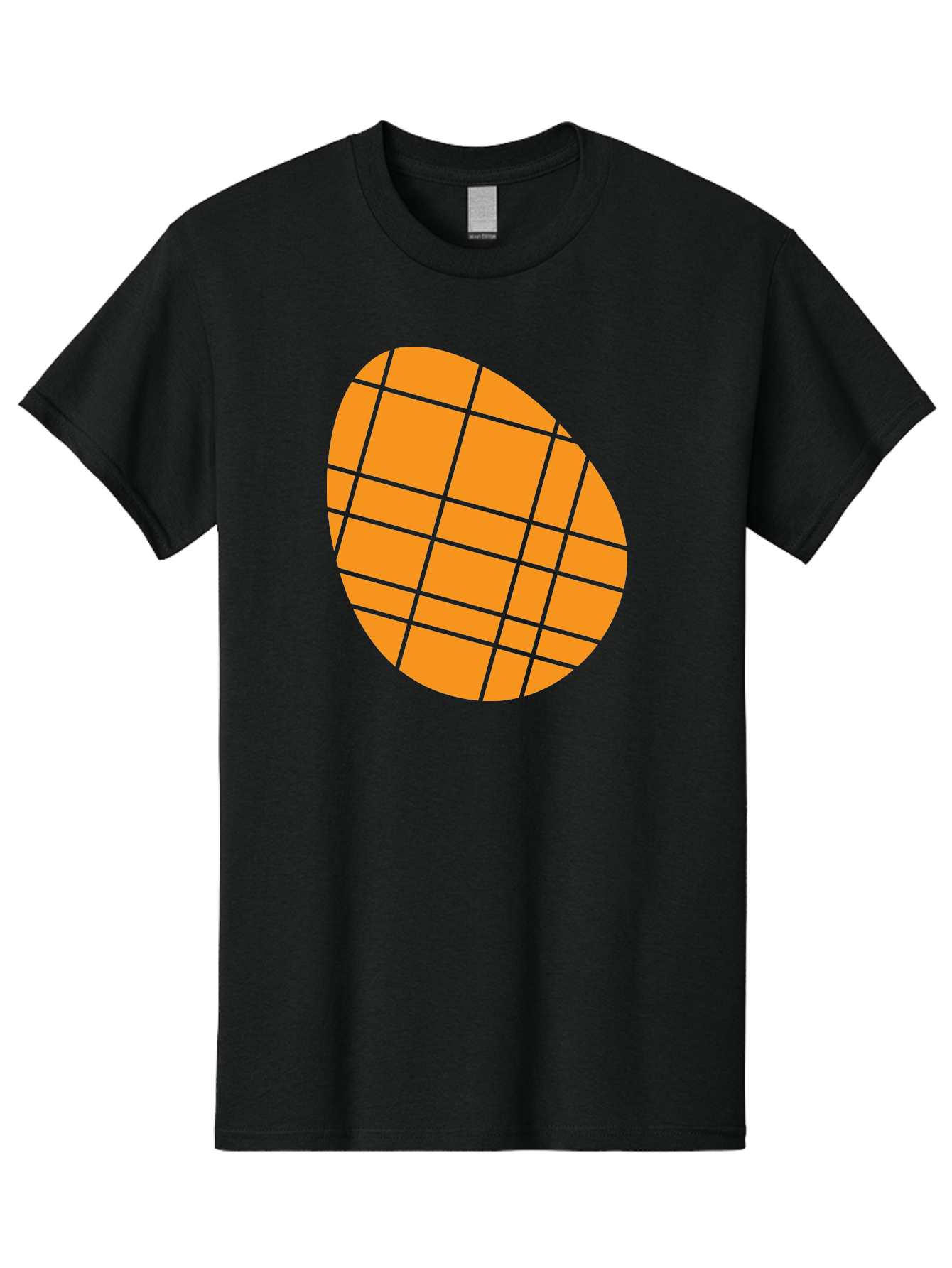 Orange-Grid-Circle Men'S Graphic Tee, 100% Cotton, Comfortable Casual Summer Wear, Machine Washable, Orange Circle, Grid Pattern, Neon Green Grid, Abstract Design, Modern Art, Geometric Shape Aad073