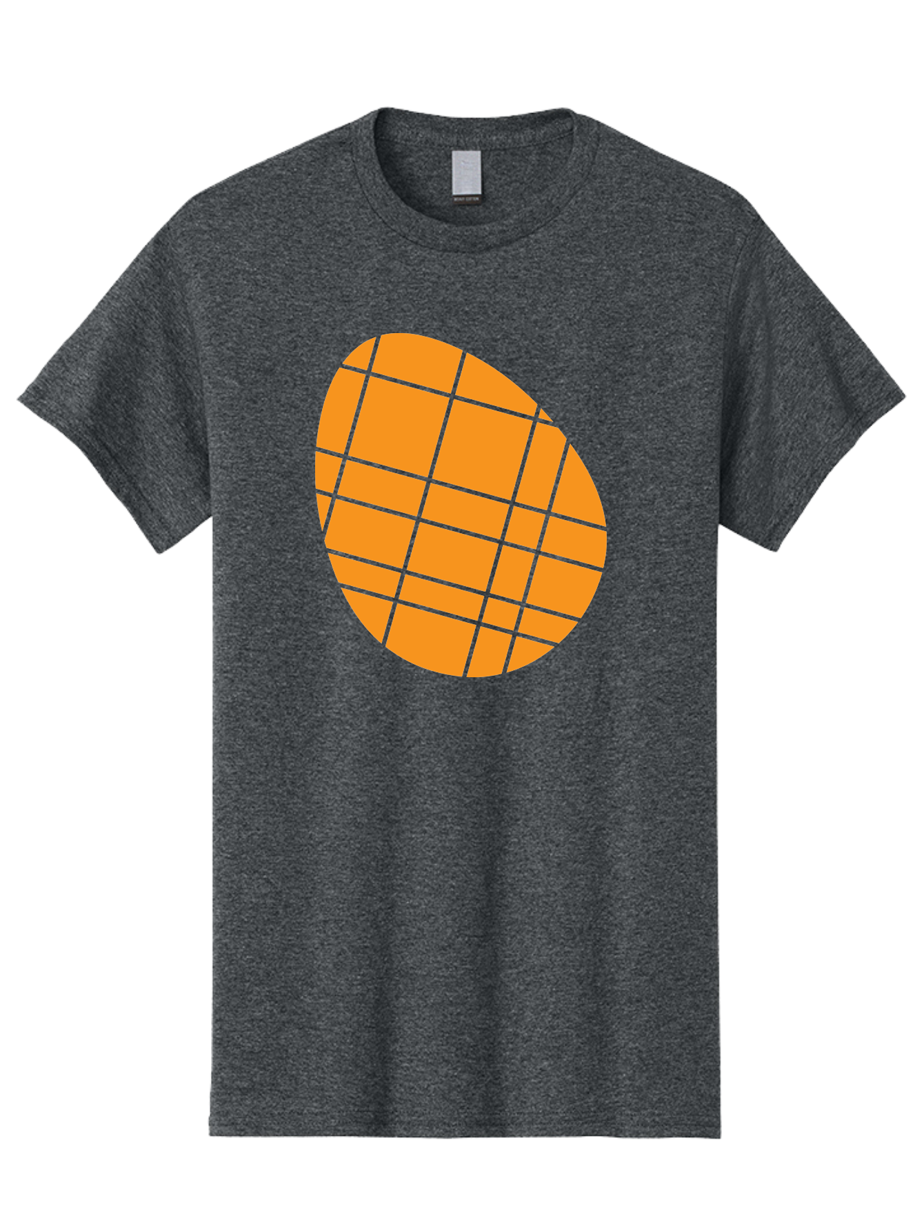 Orange-Grid-Circle Men'S Graphic Tee, 100% Cotton, Comfortable Casual Summer Wear, Machine Washable, Orange Circle, Grid Pattern, Neon Green Grid, Abstract Design, Modern Art, Geometric Shape Aad073