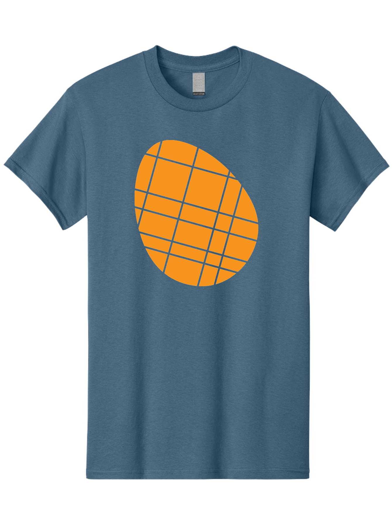 Orange-Grid-Circle Men'S Graphic Tee, 100% Cotton, Comfortable Casual Summer Wear, Machine Washable, Orange Circle, Grid Pattern, Neon Green Grid, Abstract Design, Modern Art, Geometric Shape Aad073