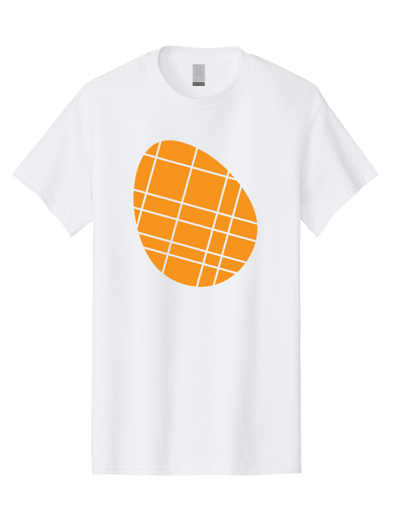 Orange-Grid-Circle Men'S Graphic Tee, 100% Cotton, Comfortable Casual Summer Wear, Machine Washable, Orange Circle, Grid Pattern, Neon Green Grid, Abstract Design, Modern Art, Geometric Shape Aad073