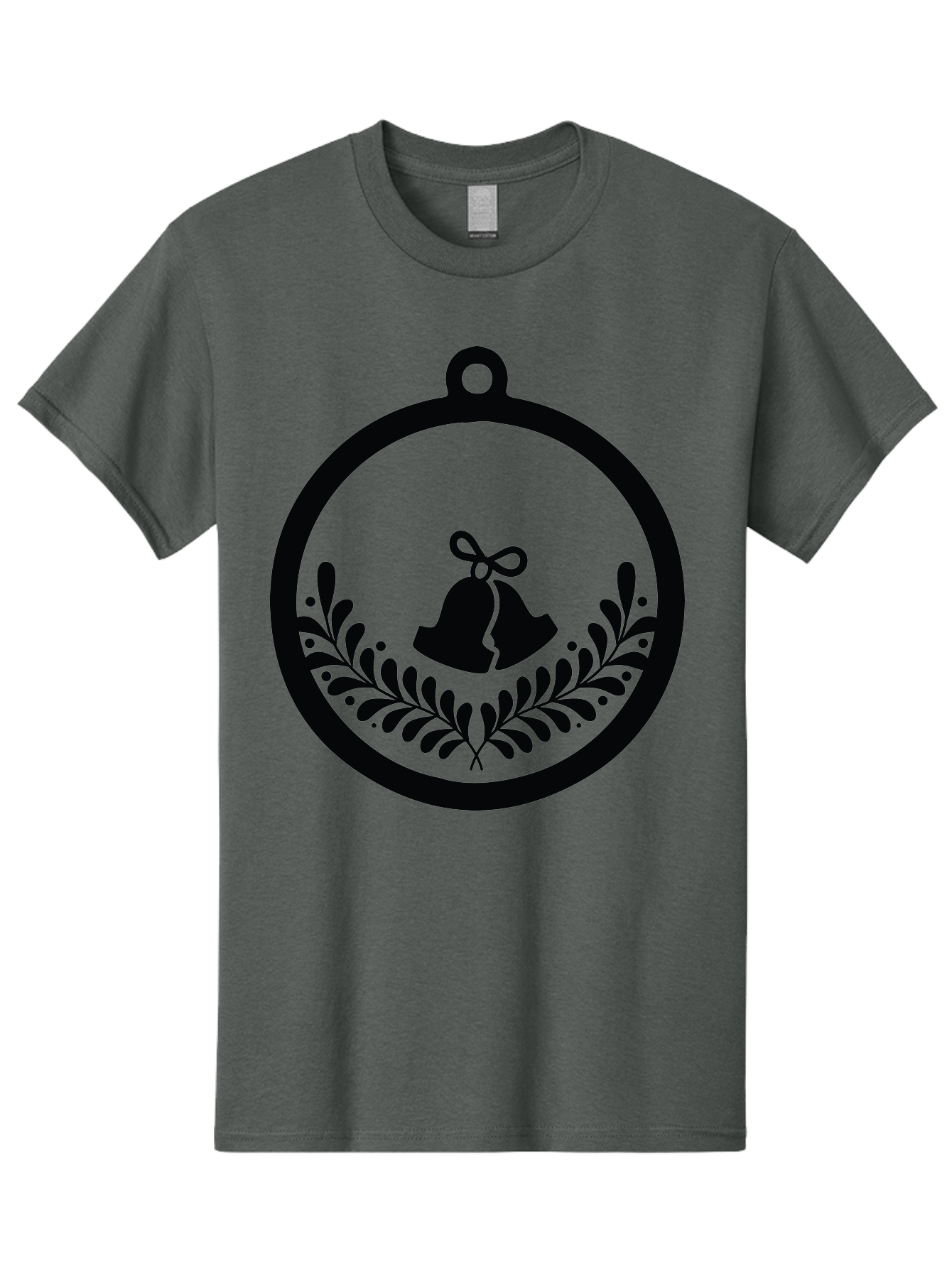 Ornament-With-Bells Men'S Graphic Tee, 100% Cotton, Comfortable Casual Summer Wear, Machine Washable, Christmas Ornament, Festive Decoration, Holiday Symbol, Decorative Bell, Floral Design, Winter Theme, Seasonal Decor Aad074