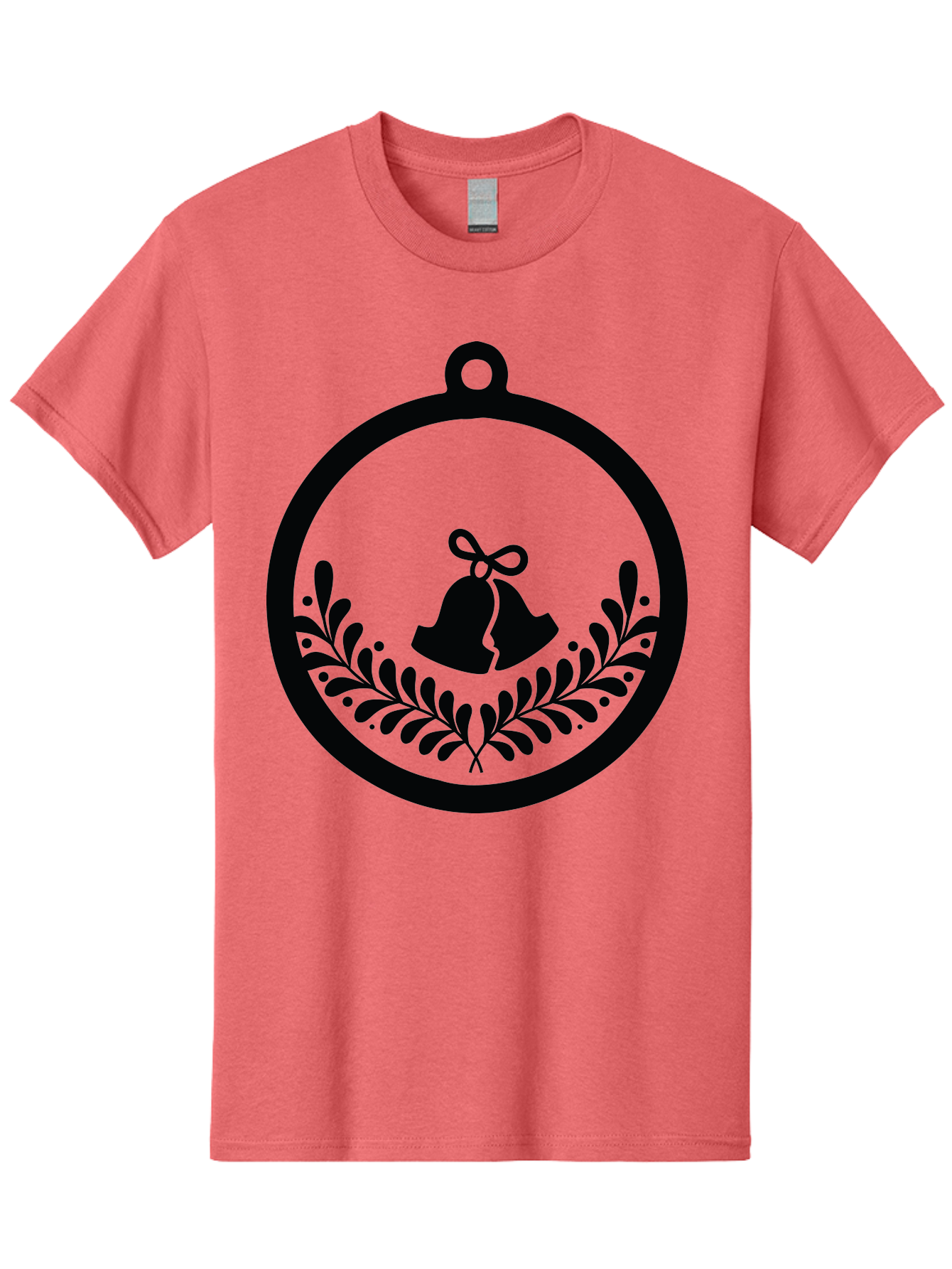 Ornament-With-Bells Men'S Graphic Tee, 100% Cotton, Comfortable Casual Summer Wear, Machine Washable, Christmas Ornament, Festive Decoration, Holiday Symbol, Decorative Bell, Floral Design, Winter Theme, Seasonal Decor Aad074