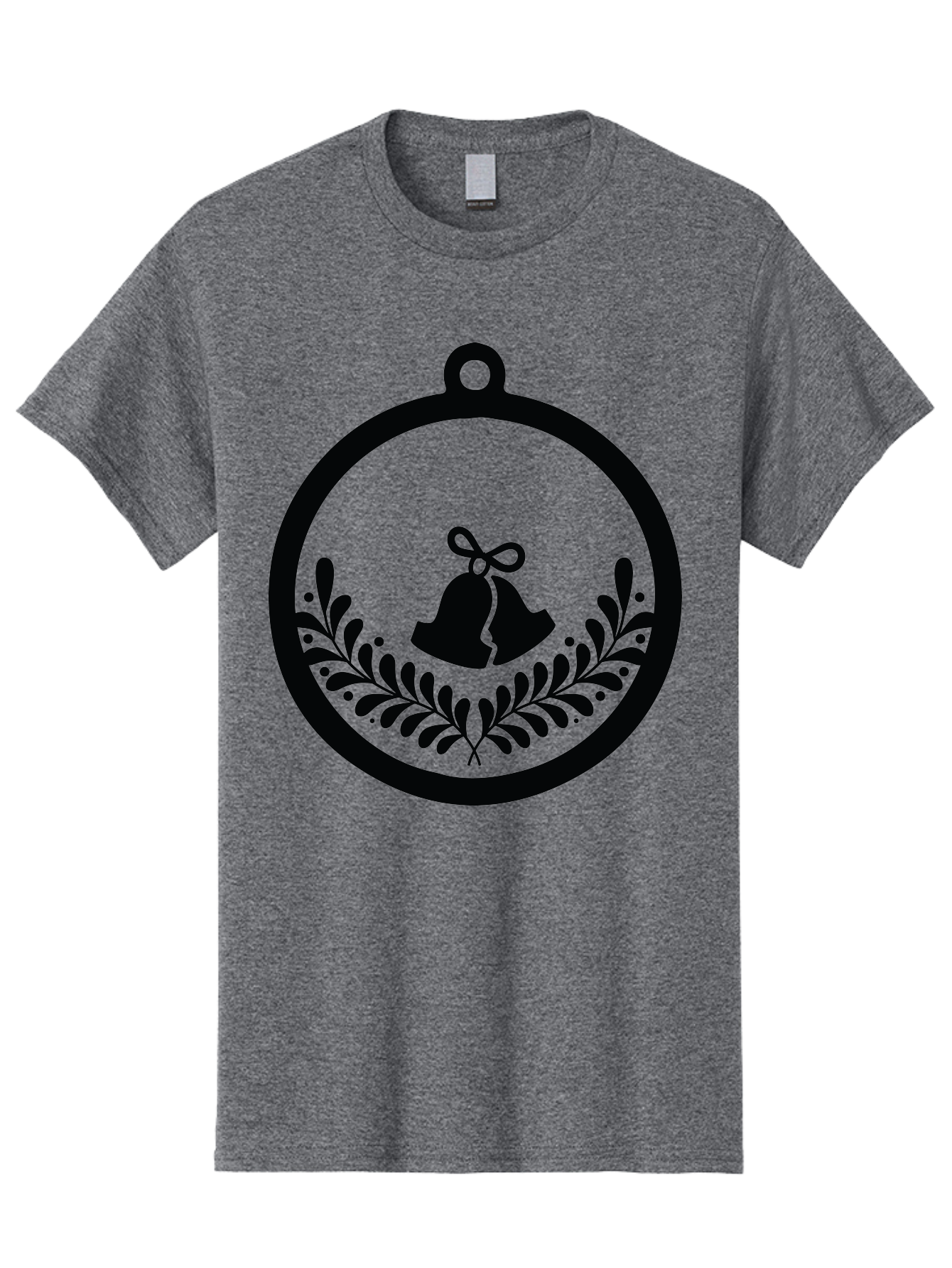 Ornament-With-Bells Men'S Graphic Tee, 100% Cotton, Comfortable Casual Summer Wear, Machine Washable, Christmas Ornament, Festive Decoration, Holiday Symbol, Decorative Bell, Floral Design, Winter Theme, Seasonal Decor Aad074
