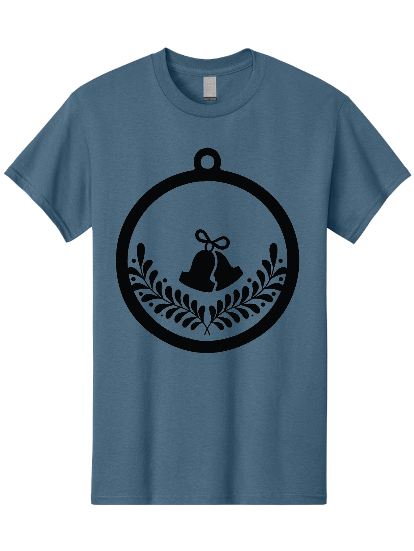 Ornament-With-Bells Men'S Graphic Tee, 100% Cotton, Comfortable Casual Summer Wear, Machine Washable, Christmas Ornament, Festive Decoration, Holiday Symbol, Decorative Bell, Floral Design, Winter Theme, Seasonal Decor Aad074