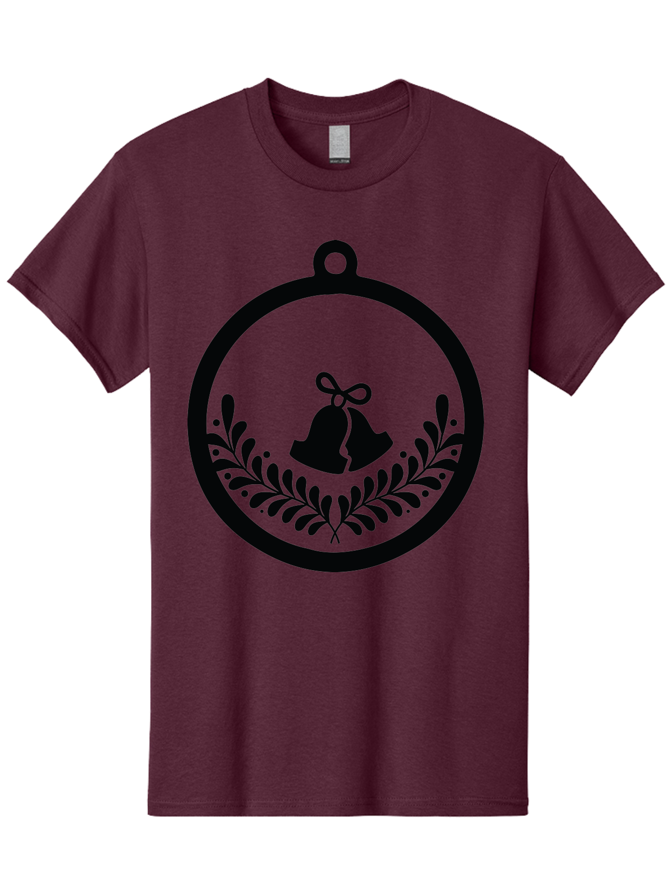 Ornament-With-Bells Men'S Graphic Tee, 100% Cotton, Comfortable Casual Summer Wear, Machine Washable, Christmas Ornament, Festive Decoration, Holiday Symbol, Decorative Bell, Floral Design, Winter Theme, Seasonal Decor Aad074