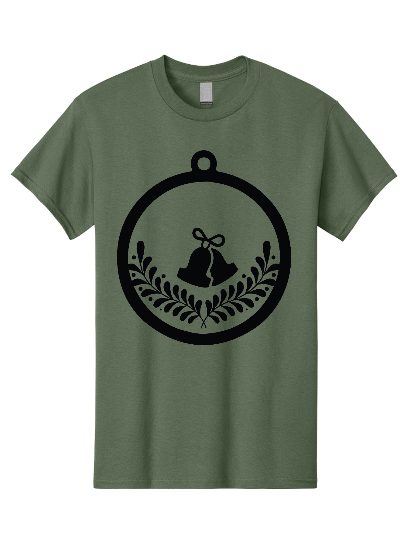 Ornament-With-Bells Men'S Graphic Tee, 100% Cotton, Comfortable Casual Summer Wear, Machine Washable, Christmas Ornament, Festive Decoration, Holiday Symbol, Decorative Bell, Floral Design, Winter Theme, Seasonal Decor Aad074
