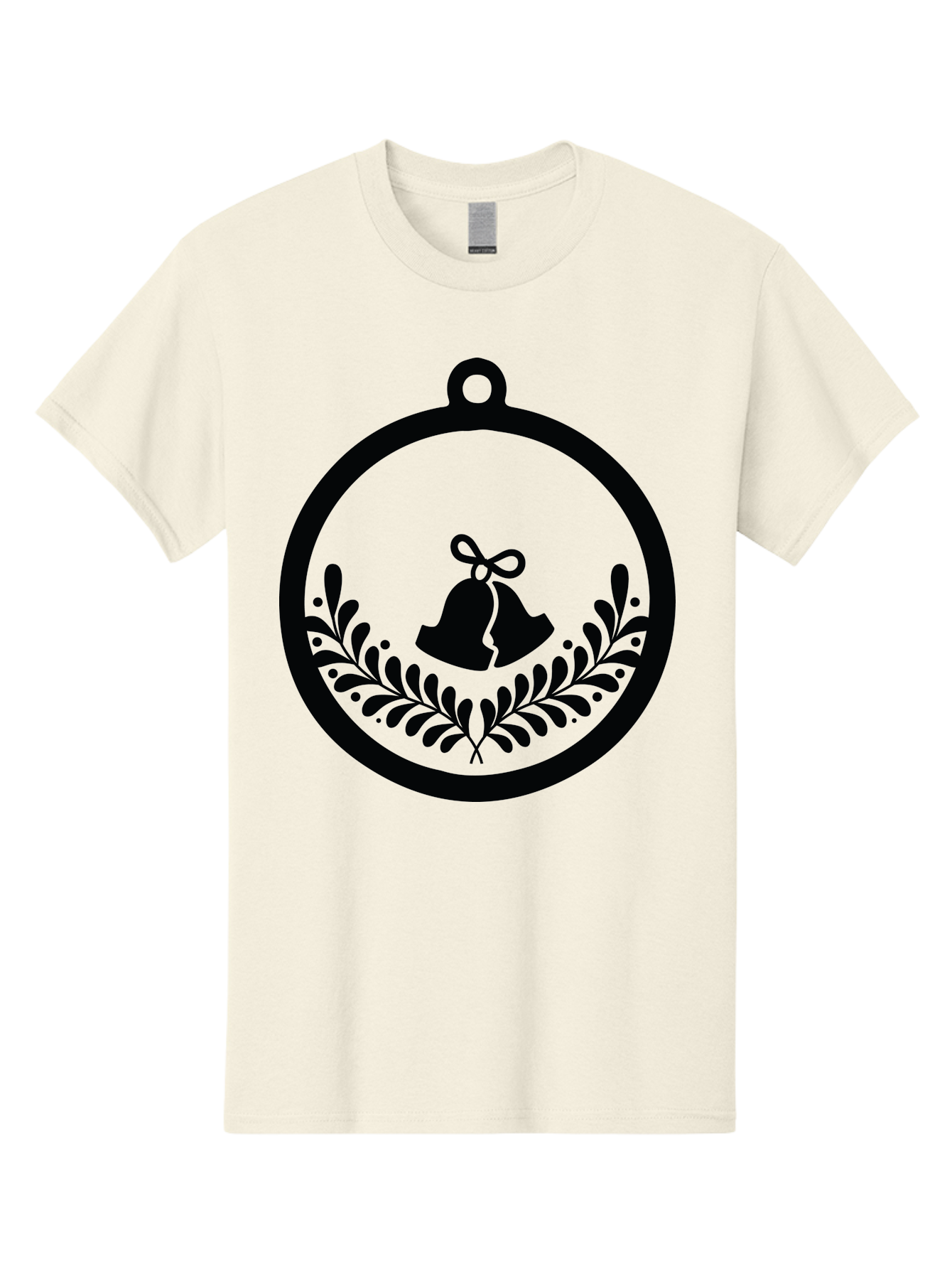 Ornament-With-Bells Men'S Graphic Tee, 100% Cotton, Comfortable Casual Summer Wear, Machine Washable, Christmas Ornament, Festive Decoration, Holiday Symbol, Decorative Bell, Floral Design, Winter Theme, Seasonal Decor Aad074