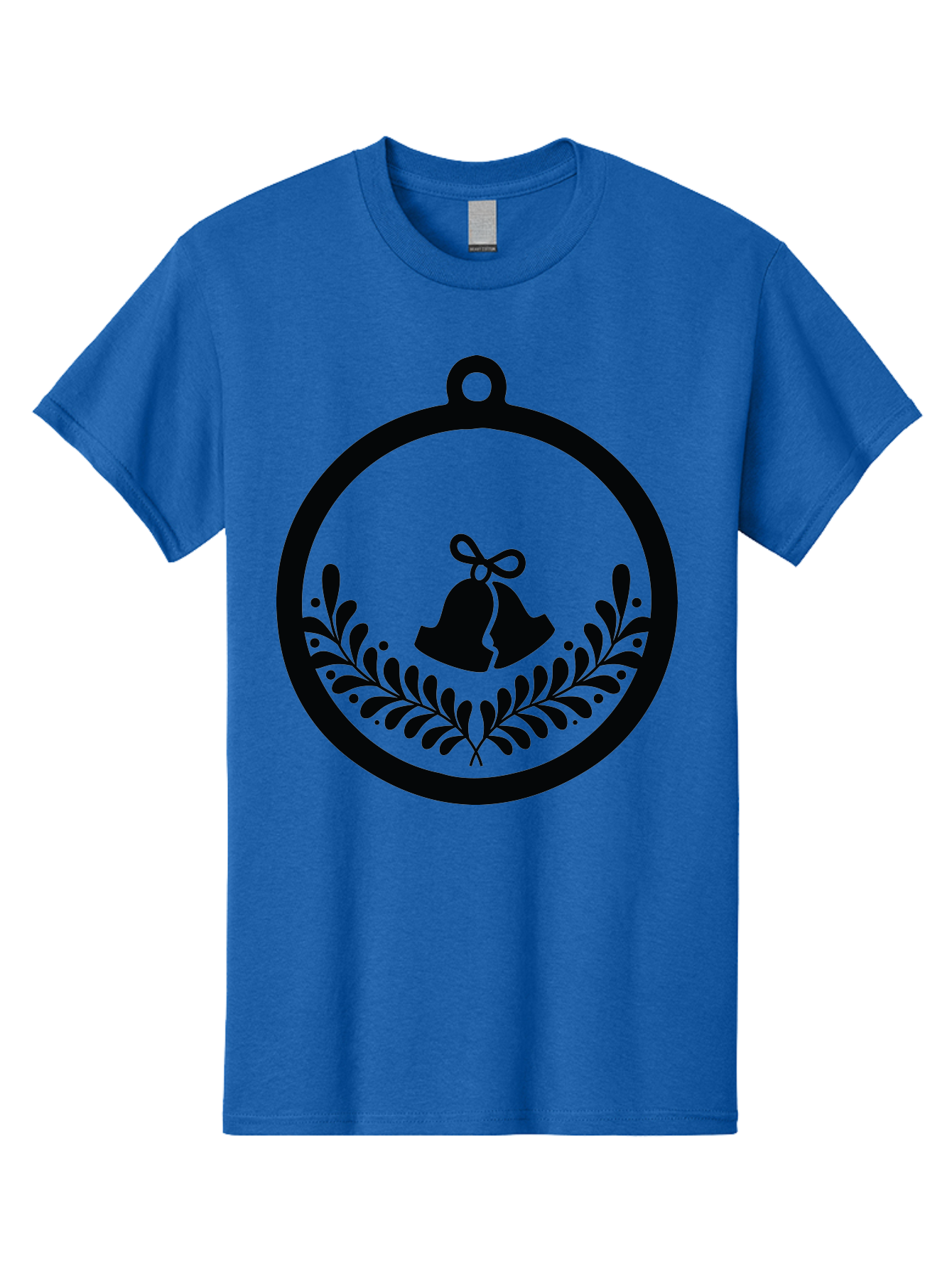 Ornament-With-Bells Men'S Graphic Tee, 100% Cotton, Comfortable Casual Summer Wear, Machine Washable, Christmas Ornament, Festive Decoration, Holiday Symbol, Decorative Bell, Floral Design, Winter Theme, Seasonal Decor Aad074