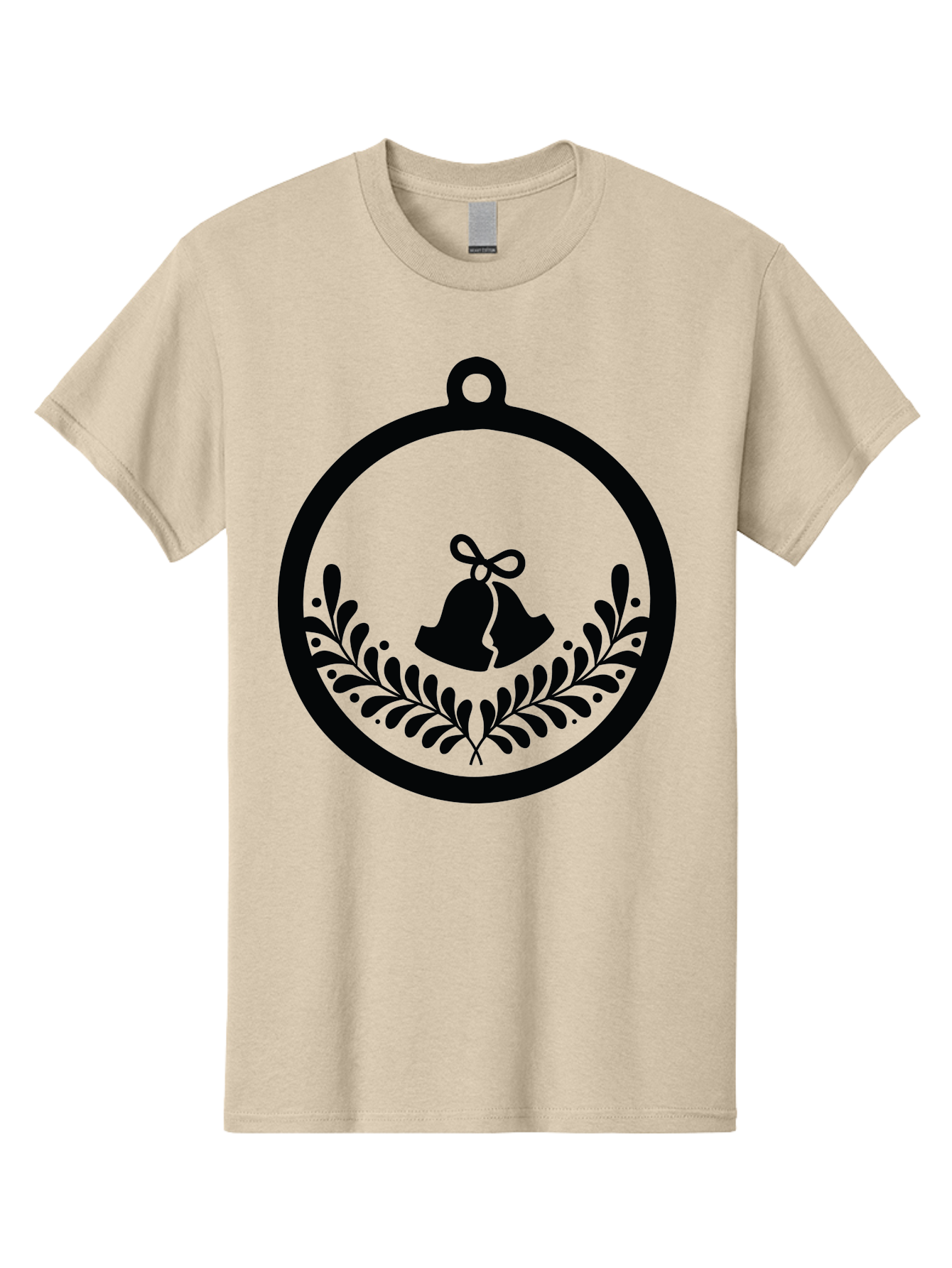 Ornament-With-Bells Men'S Graphic Tee, 100% Cotton, Comfortable Casual Summer Wear, Machine Washable, Christmas Ornament, Festive Decoration, Holiday Symbol, Decorative Bell, Floral Design, Winter Theme, Seasonal Decor Aad074