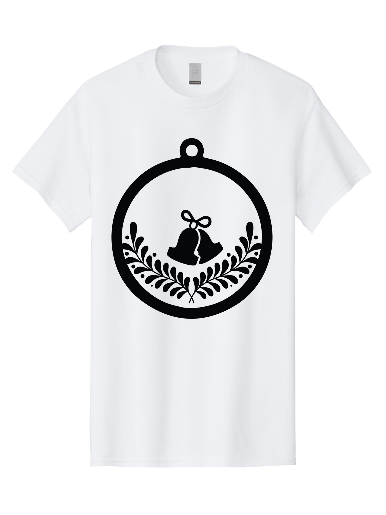 Ornament-With-Bells Men'S Graphic Tee, 100% Cotton, Comfortable Casual Summer Wear, Machine Washable, Christmas Ornament, Festive Decoration, Holiday Symbol, Decorative Bell, Floral Design, Winter Theme, Seasonal Decor Aad074