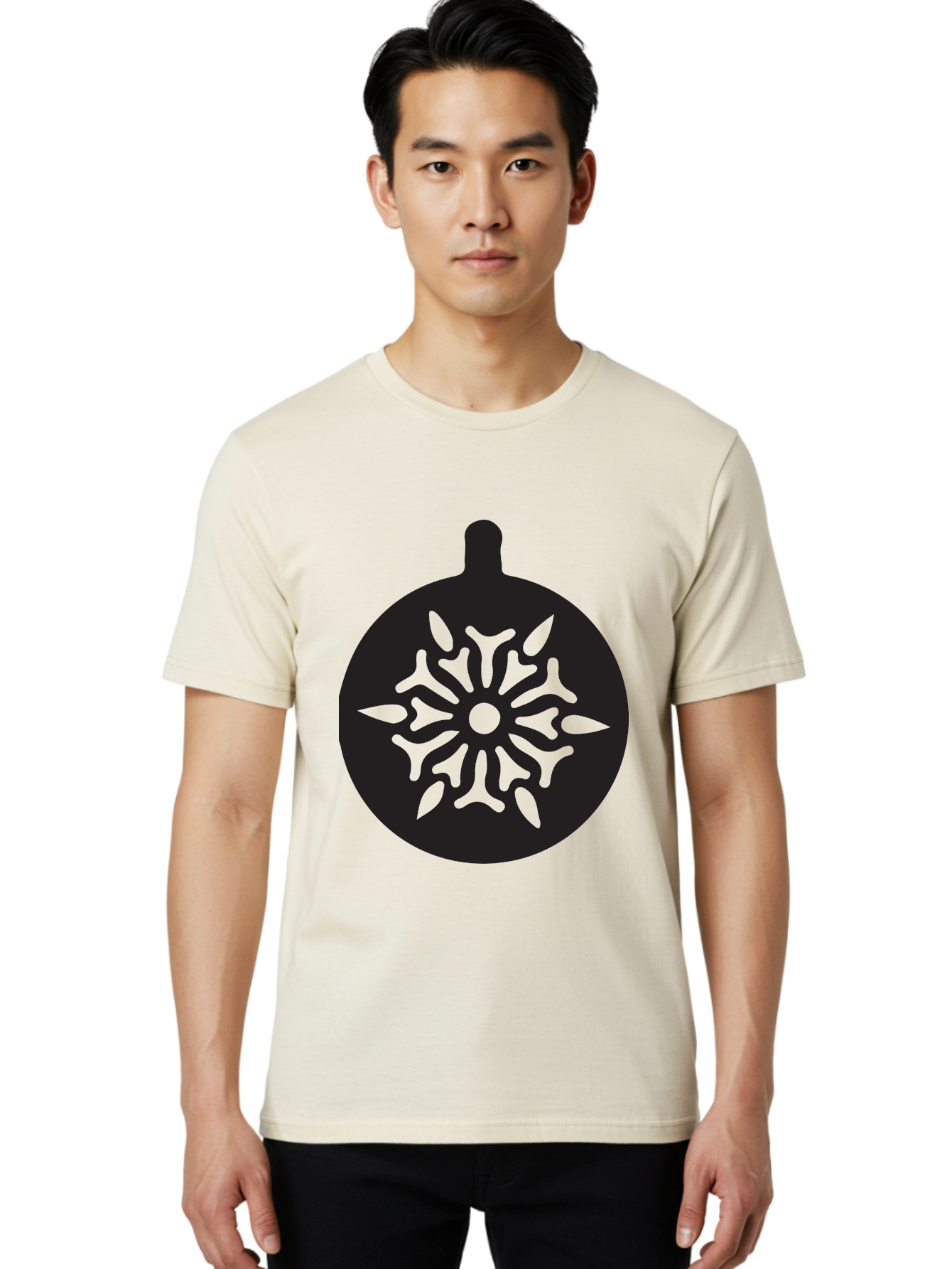 Ornament Men'S Graphic Tee, 100% Cotton, Comfortable Casual Summer Wear, Machine Washable, Christmas Ornament, Snowflake Design, Festive Decor, Holiday Symbol, Winter Theme, Decorative Art, Seasonal Icon Aad075