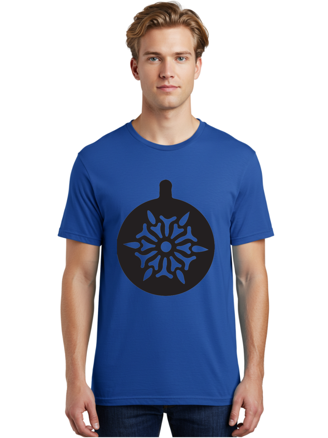 Ornament Men'S Graphic Tee, 100% Cotton, Comfortable Casual Summer Wear, Machine Washable, Christmas Ornament, Snowflake Design, Festive Decor, Holiday Symbol, Winter Theme, Decorative Art, Seasonal Icon Aad075