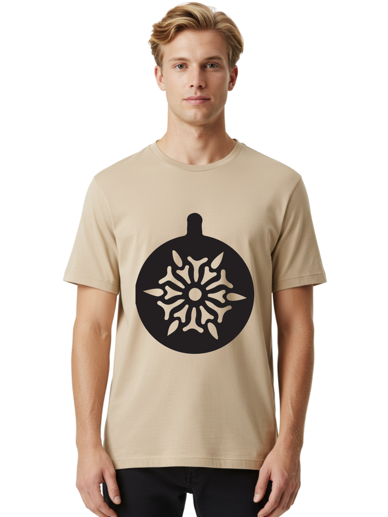 Ornament Men'S Graphic Tee, 100% Cotton, Comfortable Casual Summer Wear, Machine Washable, Christmas Ornament, Snowflake Design, Festive Decor, Holiday Symbol, Winter Theme, Decorative Art, Seasonal Icon Aad075