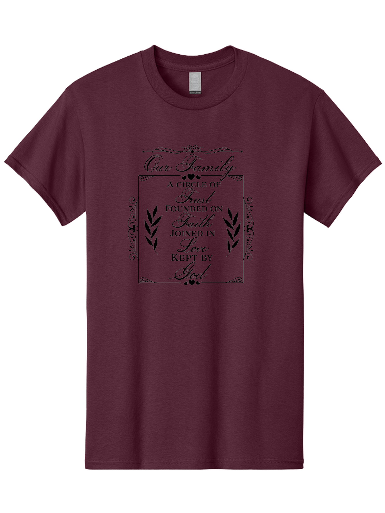 Our-Family Men'S Graphic Tee, 100% Cotton, Comfortable Casual Summer Wear, Machine Washable, Family Values, Trust, Faith, Love, God, Heartwarming Quotes, Inspirational Quotes, Decorative Text, Family Bonding Aad079