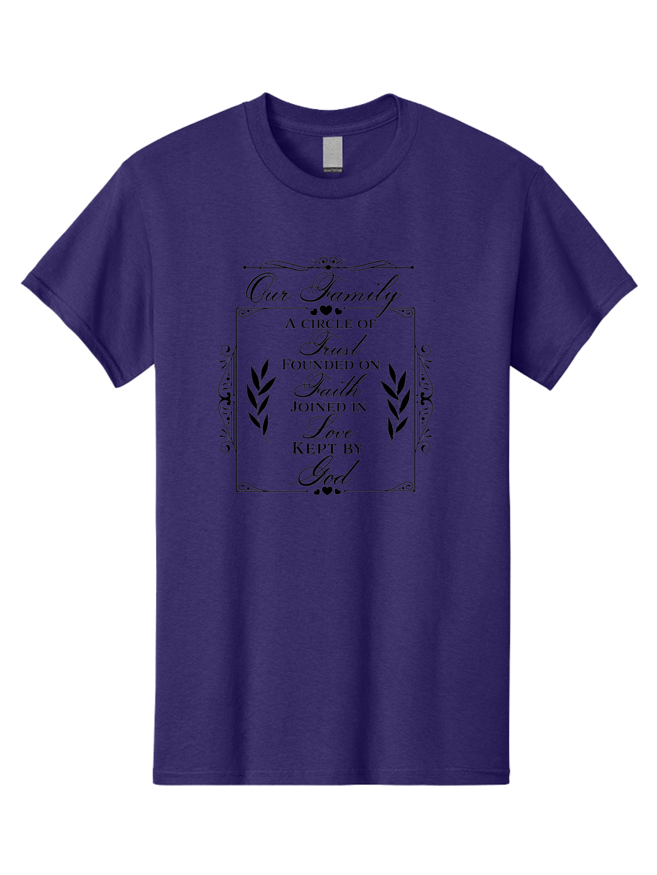 Our-Family Men'S Graphic Tee, 100% Cotton, Comfortable Casual Summer Wear, Machine Washable, Family Values, Trust, Faith, Love, God, Heartwarming Quotes, Inspirational Quotes, Decorative Text, Family Bonding Aad079