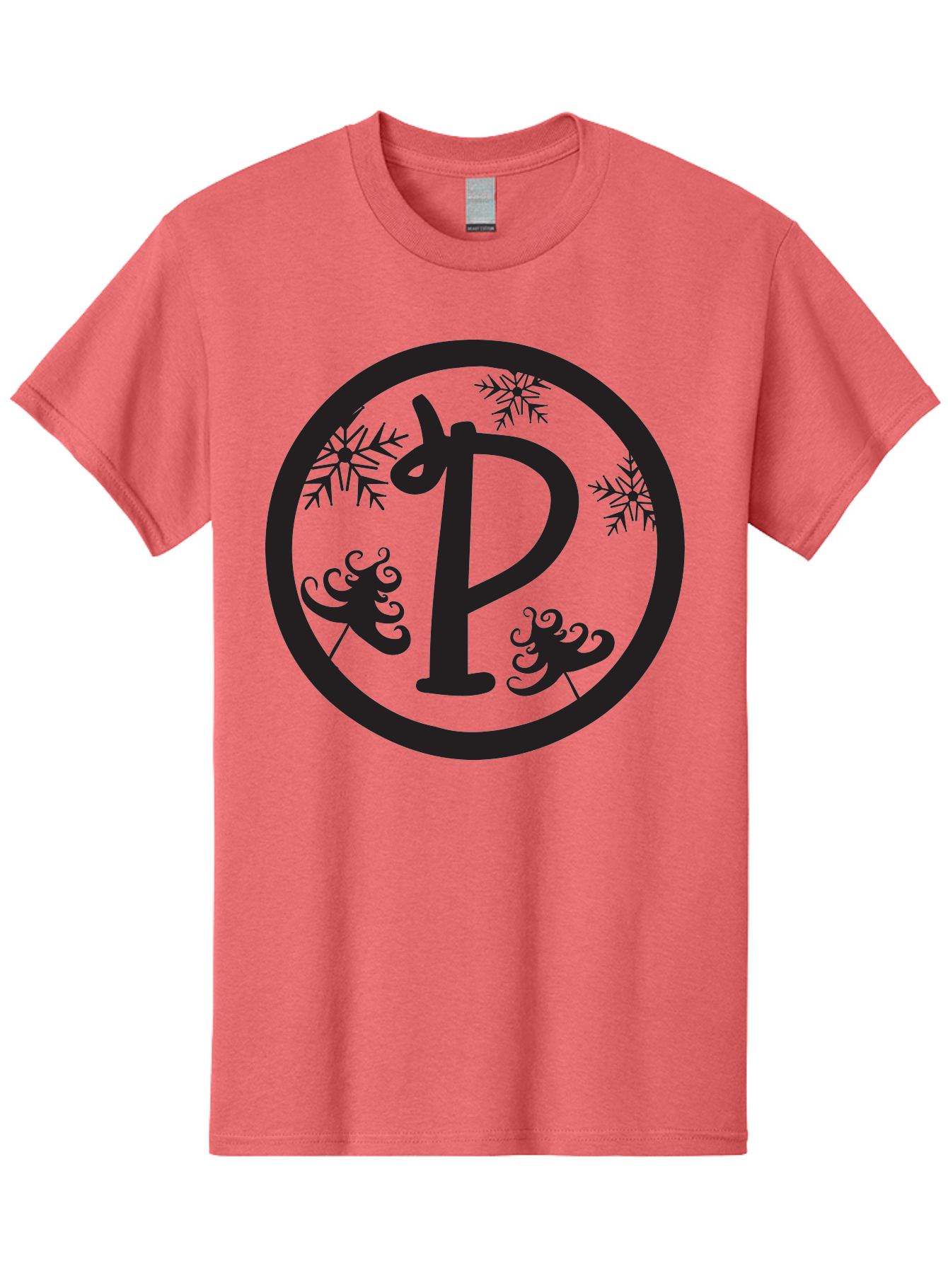 P Men'S Graphic Tee, 100% Cotton, Comfortable Casual Summer Wear, Machine Washable, Winter Wonderland, Festive Decorations, Christmas Trees, Snowflakes, Holiday Season, Elegant Typography, Black Silhouette, Decorative Elements Aad082