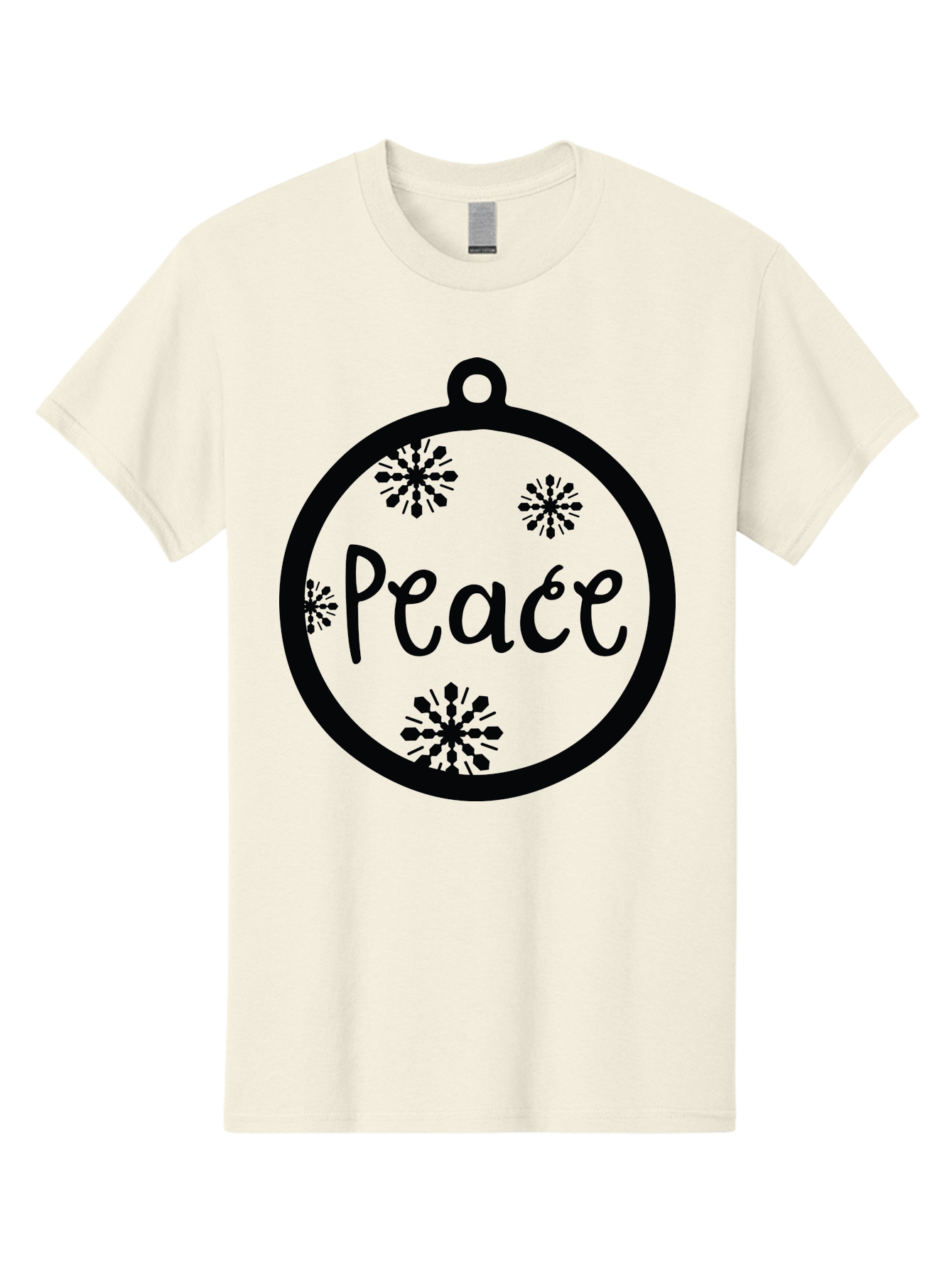 Peace-Ornament Men'S Graphic Tee, 100% Cotton, Comfortable Casual Summer Wear, Machine Washable, Peace, Christmas Ornaments, Snowflakes, Holiday Decor, Winter Wonderland, Festive Design, Christmas Decorations, Ornaments, Holiday Season Aad084