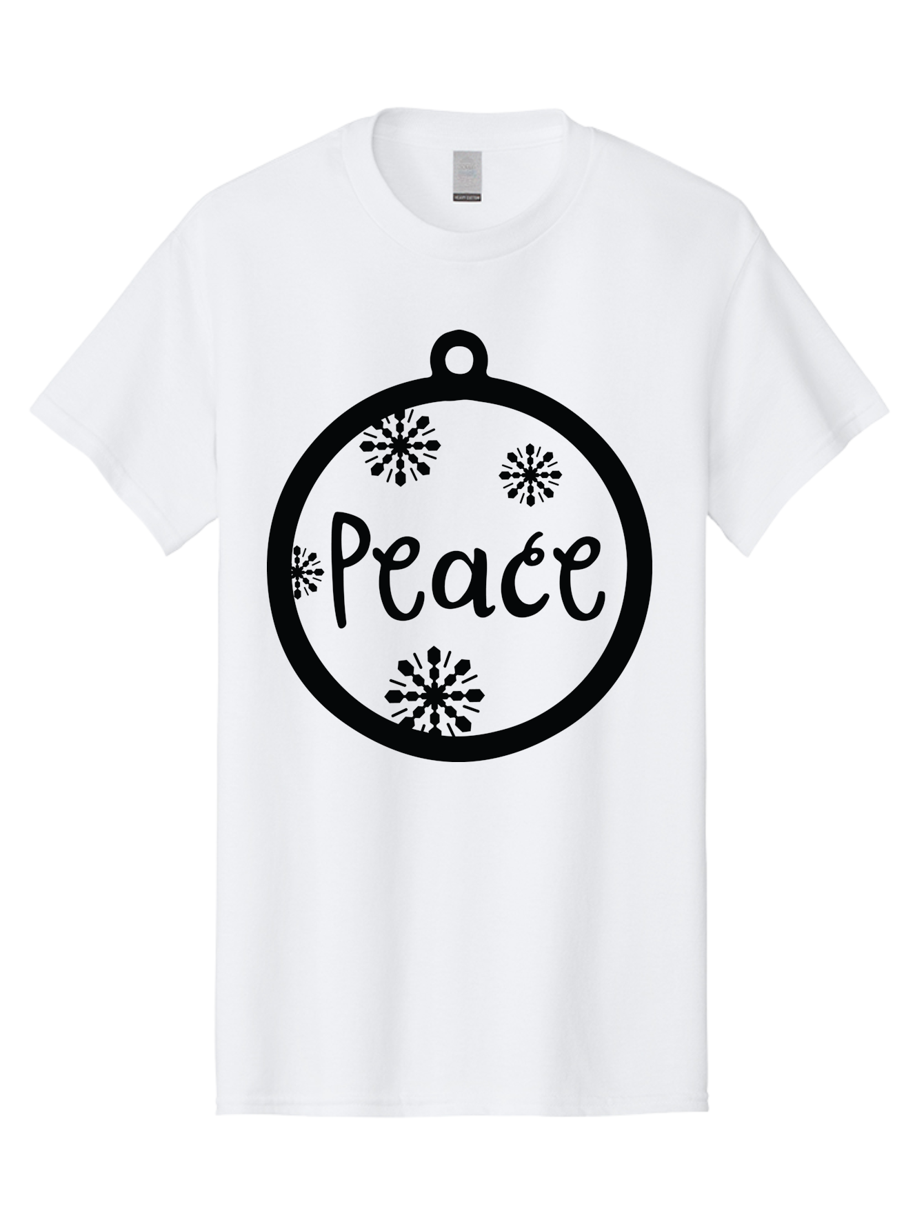 Peace-Ornament Men'S Graphic Tee, 100% Cotton, Comfortable Casual Summer Wear, Machine Washable, Peace, Christmas Ornaments, Snowflakes, Holiday Decor, Winter Wonderland, Festive Design, Christmas Decorations, Ornaments, Holiday Season Aad084