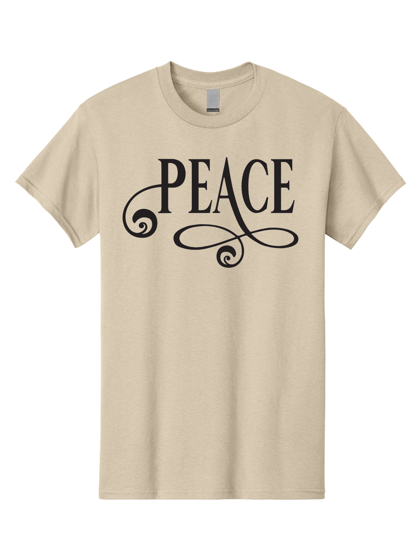 Peace Men'S Graphic Tee, 100% Cotton, Comfortable Casual Summer Wear, Machine Washable, Peace Symbol, Calm Atmosphere, Serene Environment, Tranquil Vibes, Harmony, Decorative Text, Elegant Typography, Inspiring Quote Aad085