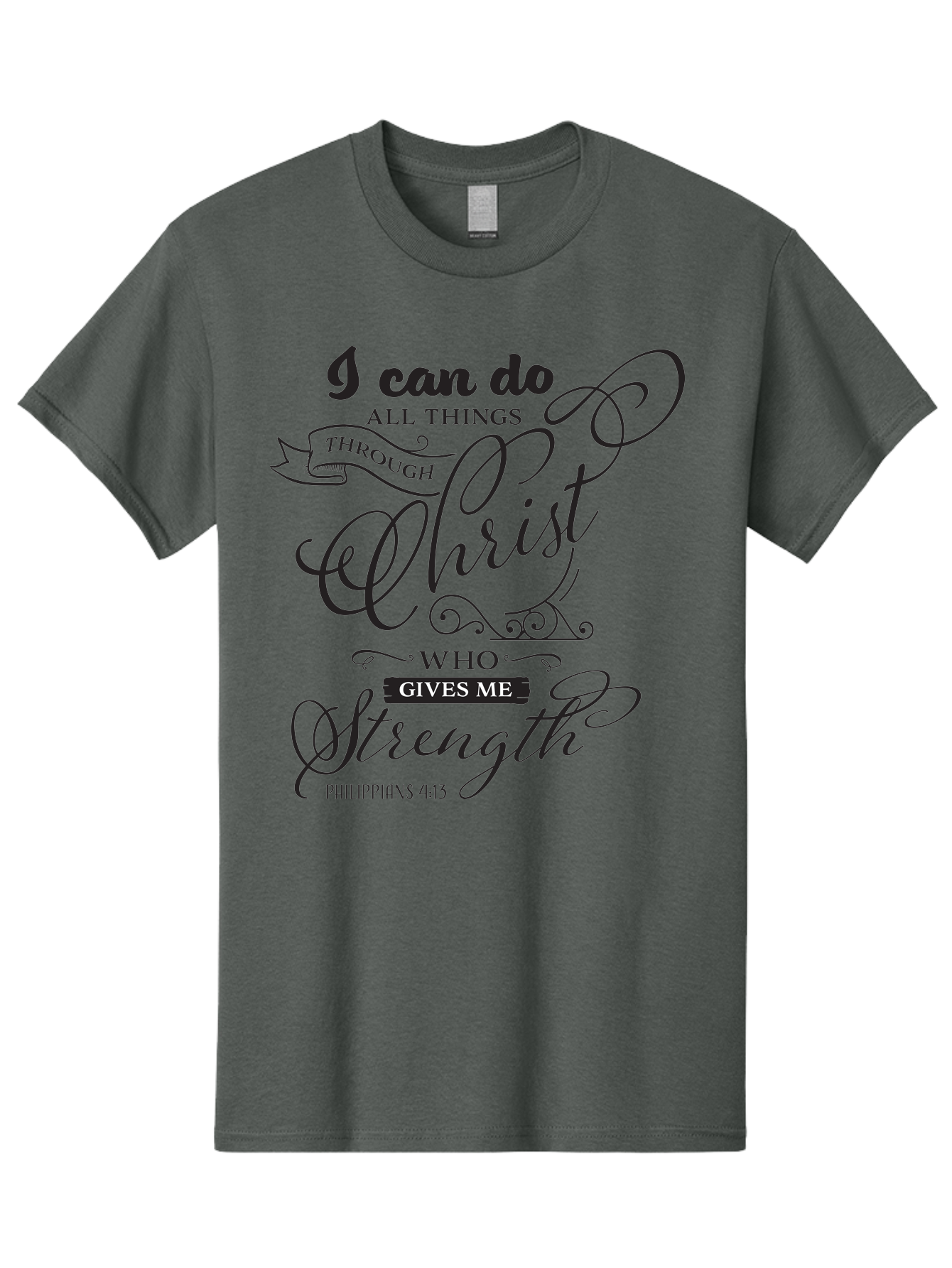 Philippians-4-13 Men'S Graphic Tee, 100% Cotton, Comfortable Casual Summer Wear, Machine Washable, Inspirational Quote, Motivational Scripture, Philippians 4:13, Faith-Based Design, Christian Art, Typographic Poster, Aad088