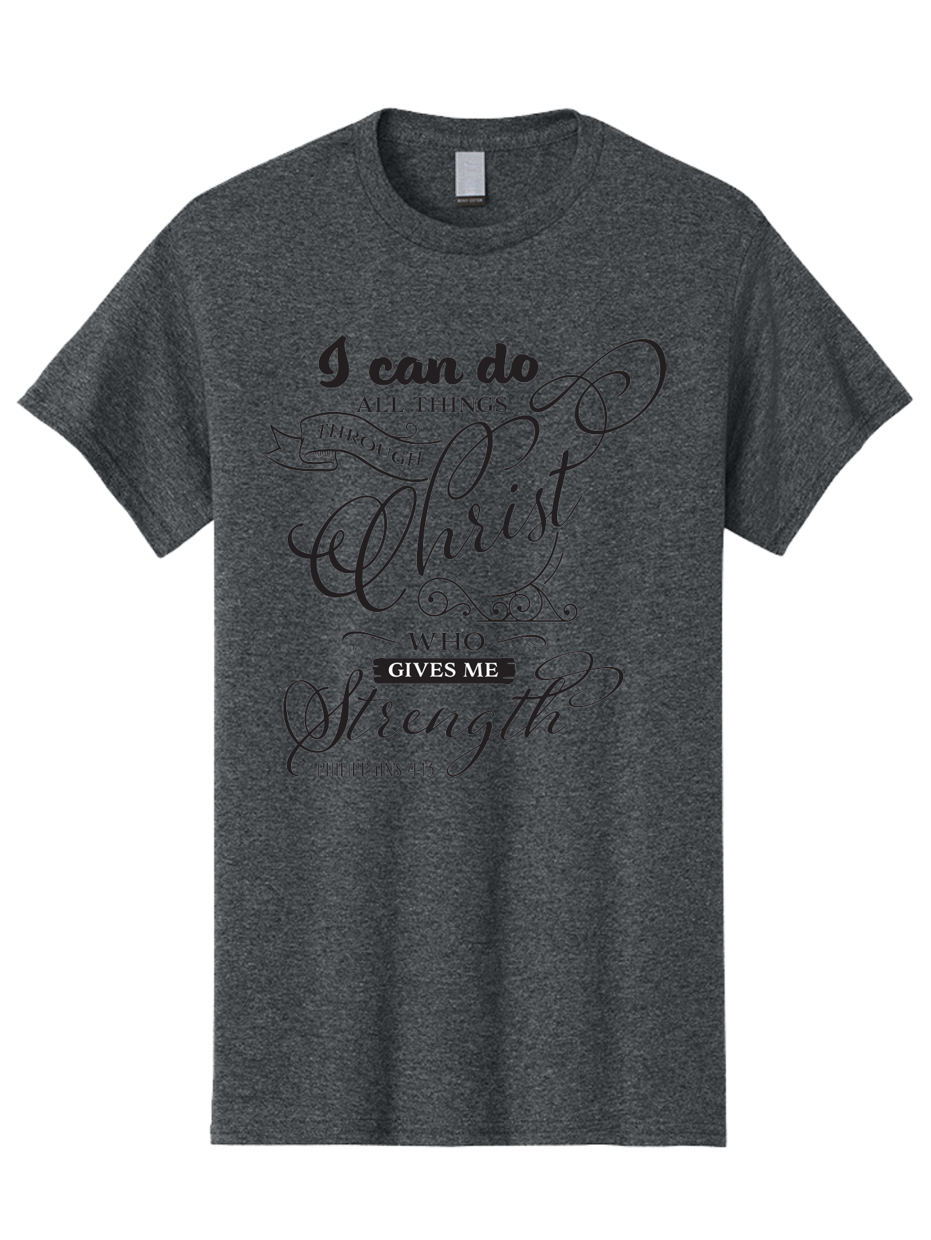 Philippians-4-13 Men'S Graphic Tee, 100% Cotton, Comfortable Casual Summer Wear, Machine Washable, Inspirational Quote, Motivational Scripture, Philippians 4:13, Faith-Based Design, Christian Art, Typographic Poster, Aad088