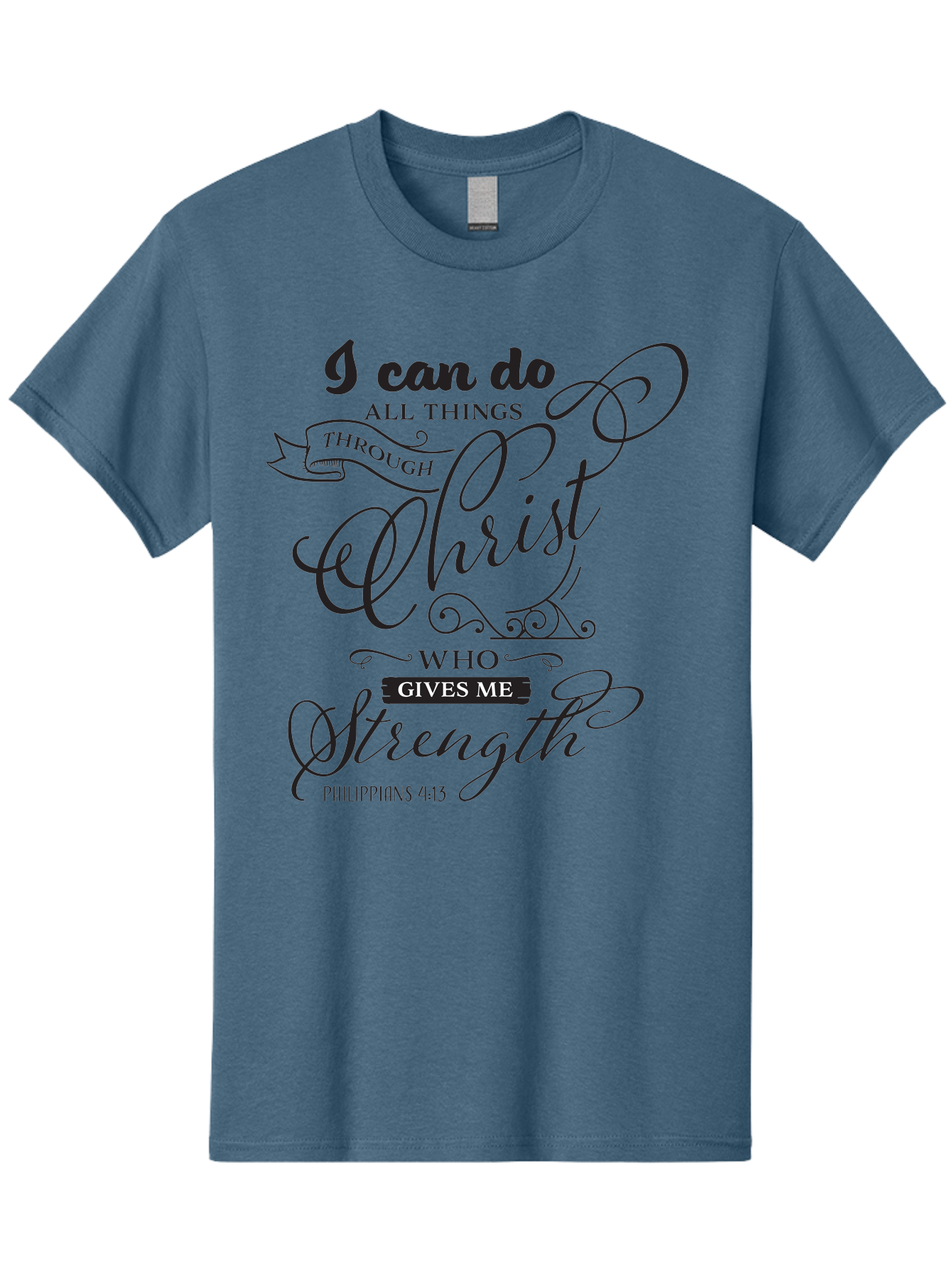 Philippians-4-13 Men'S Graphic Tee, 100% Cotton, Comfortable Casual Summer Wear, Machine Washable, Inspirational Quote, Motivational Scripture, Philippians 4:13, Faith-Based Design, Christian Art, Typographic Poster, Aad088