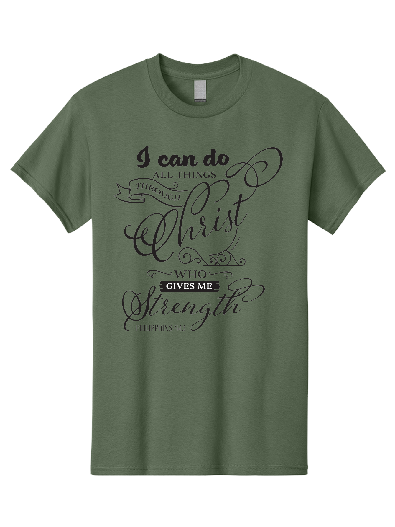 Philippians-4-13 Men'S Graphic Tee, 100% Cotton, Comfortable Casual Summer Wear, Machine Washable, Inspirational Quote, Motivational Scripture, Philippians 4:13, Faith-Based Design, Christian Art, Typographic Poster, Aad088