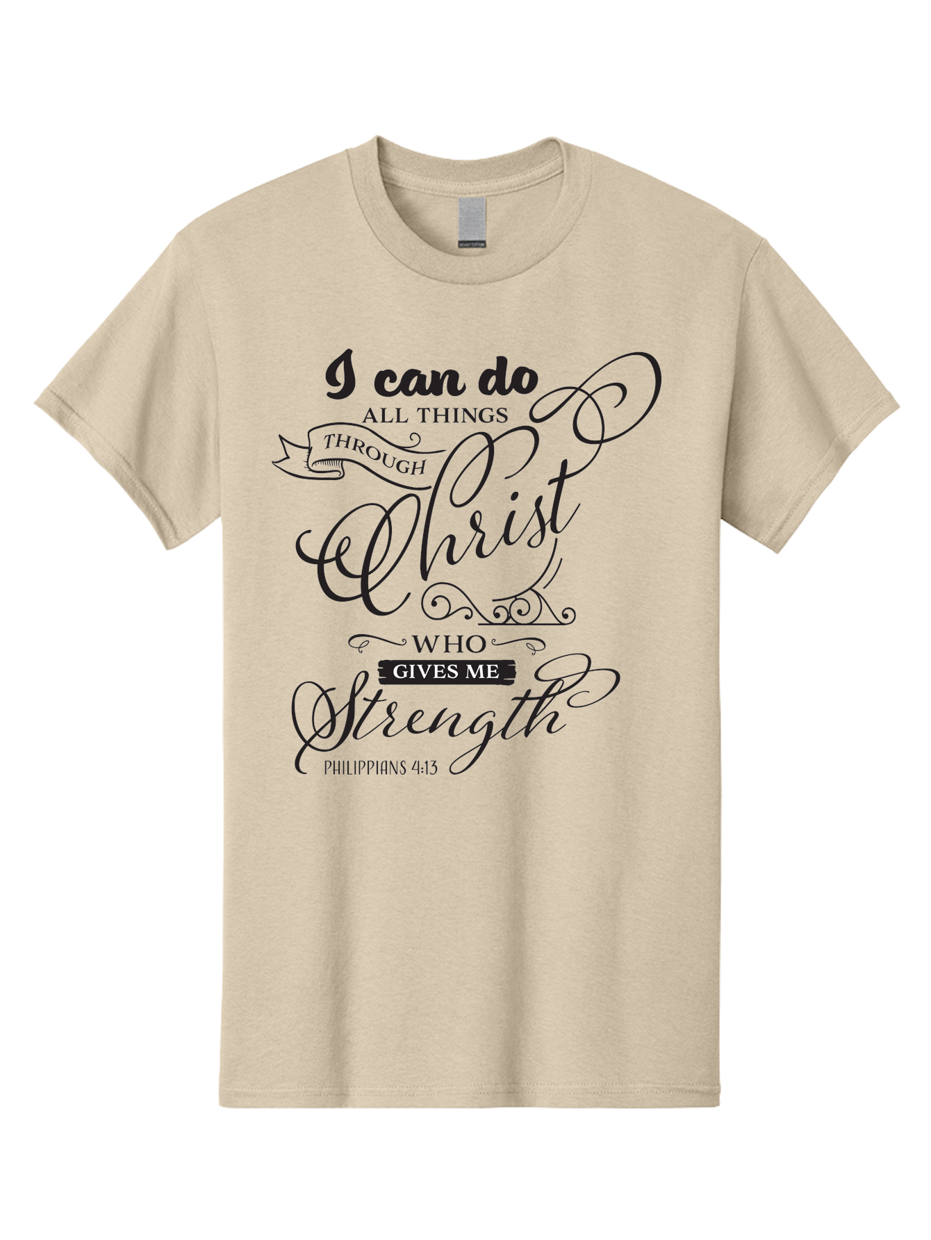 Philippians-4-13 Men'S Graphic Tee, 100% Cotton, Comfortable Casual Summer Wear, Machine Washable, Inspirational Quote, Motivational Scripture, Philippians 4:13, Faith-Based Design, Christian Art, Typographic Poster, Aad088